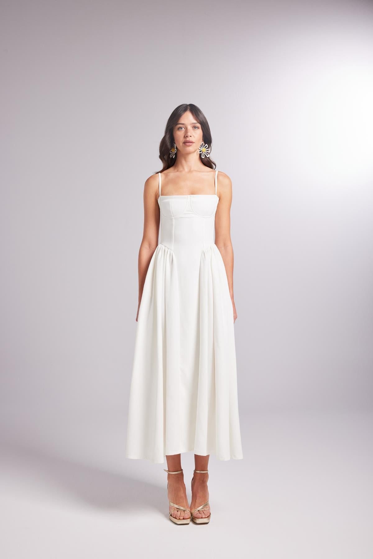 HOLLY LOLLY Midikleid Langarmkleid mit Trägern