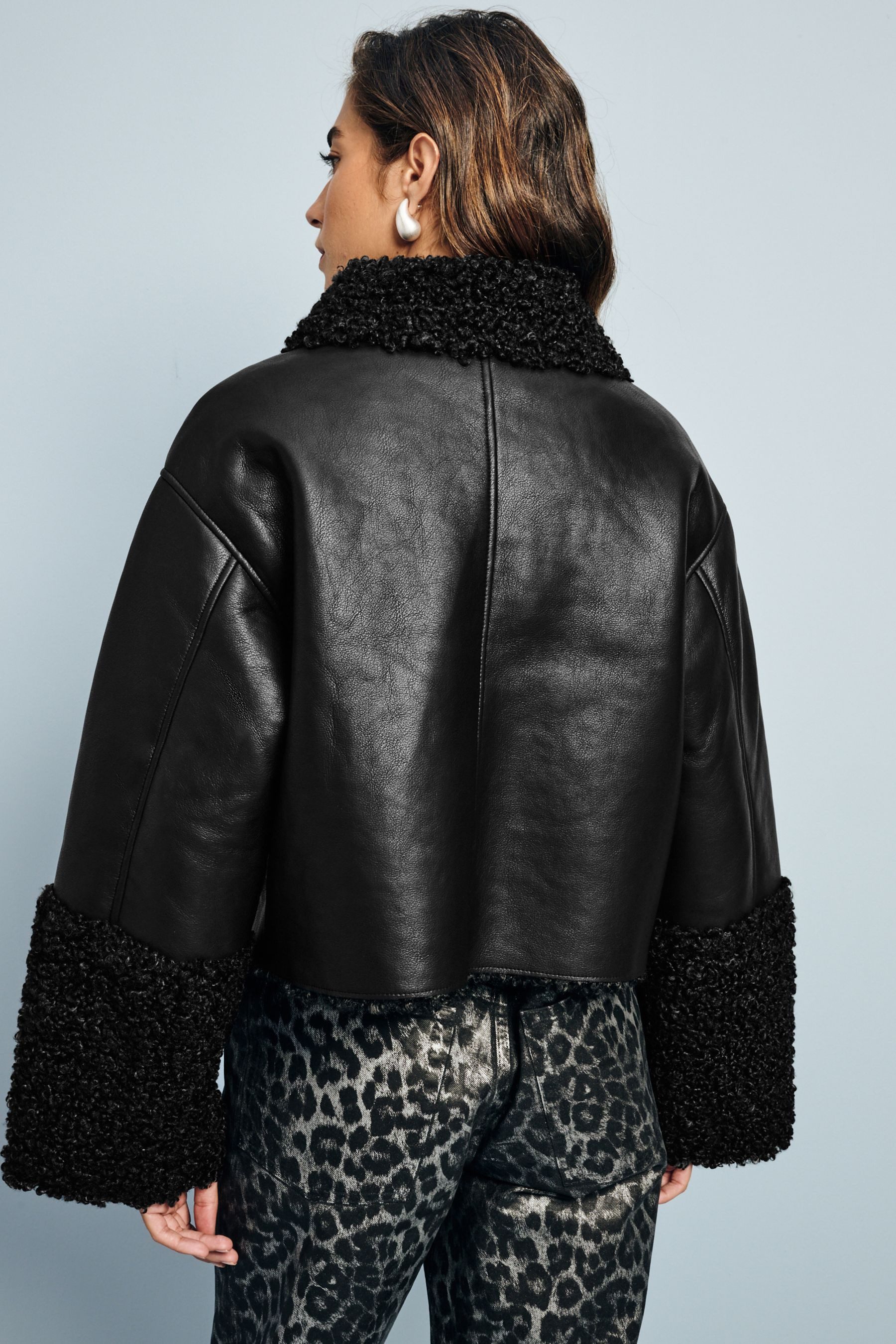 Next Lederimitatjacke Pilotenjacke mit Borg-Besatz (1-St) günstig online kaufen