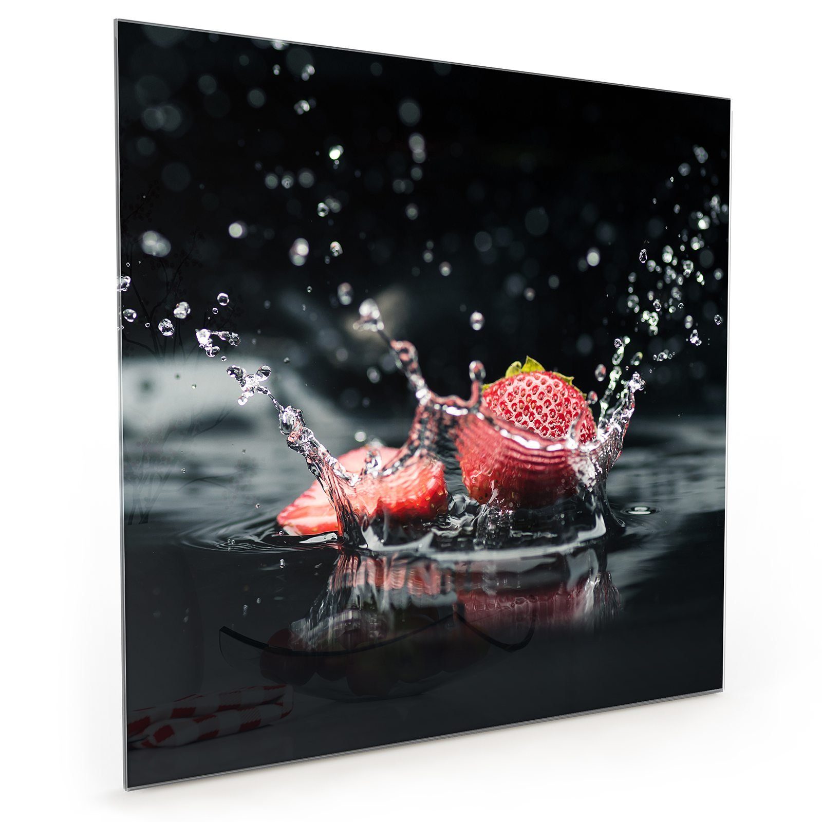 Spritzschutz Primedeco im Glas Motiv mit Wasser Küchenrückwand reif Küchenrückwand Erdbeeren