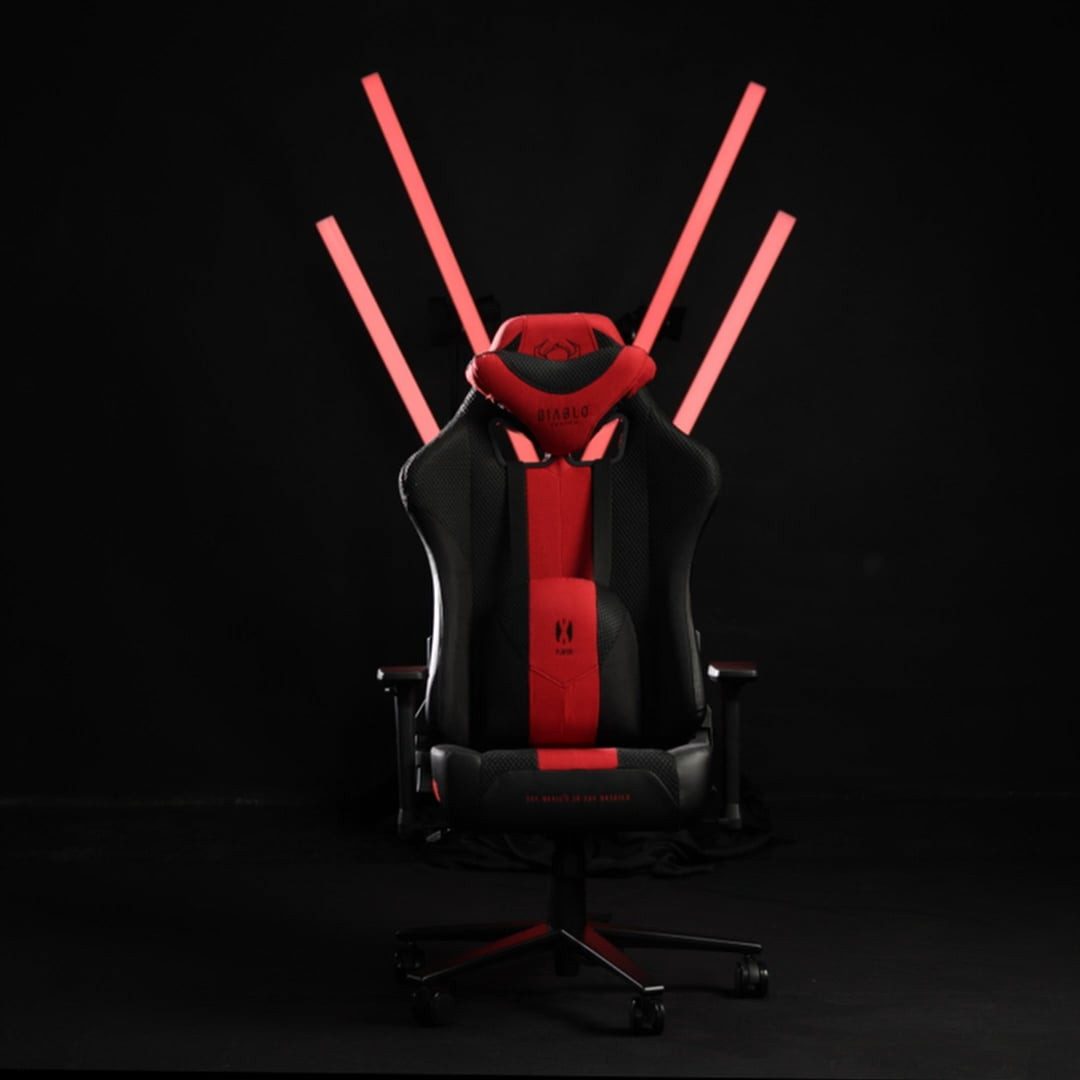 DIABLO CHAIRS Gaming-Stuhl X-Player 2.0 Stoff ergonomisch Honeycomb TiltTech 3D-Armlehnen (TiltTech System, Honeycomb, 3D-Armlehnen, 3 Größen: S/L/XL), Kopfstütze Lendenkissen Wippfunktion Metallbasis