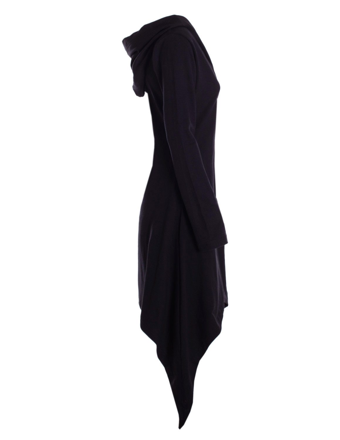 Vishes Langjacke Zipfeljacke Asymmetrischer Boho Cardigan mit Kapuze und Holzknöpfen Alternative Bekleidung, Ethno, Hippie, Retro Style