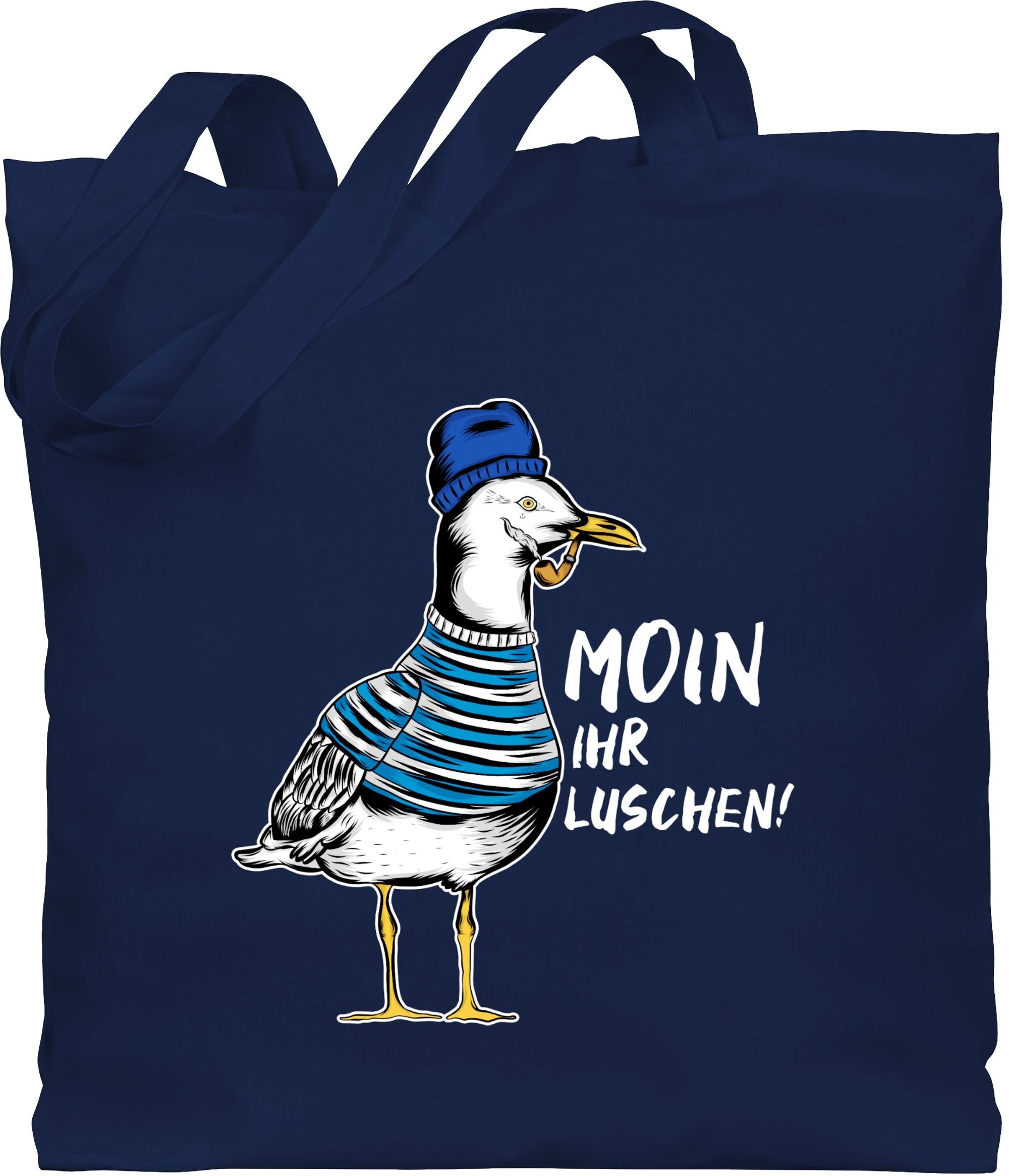 Shirtracer Umhängetasche Moin ihr Luschen Coole Möwe Weiß, Sprüche