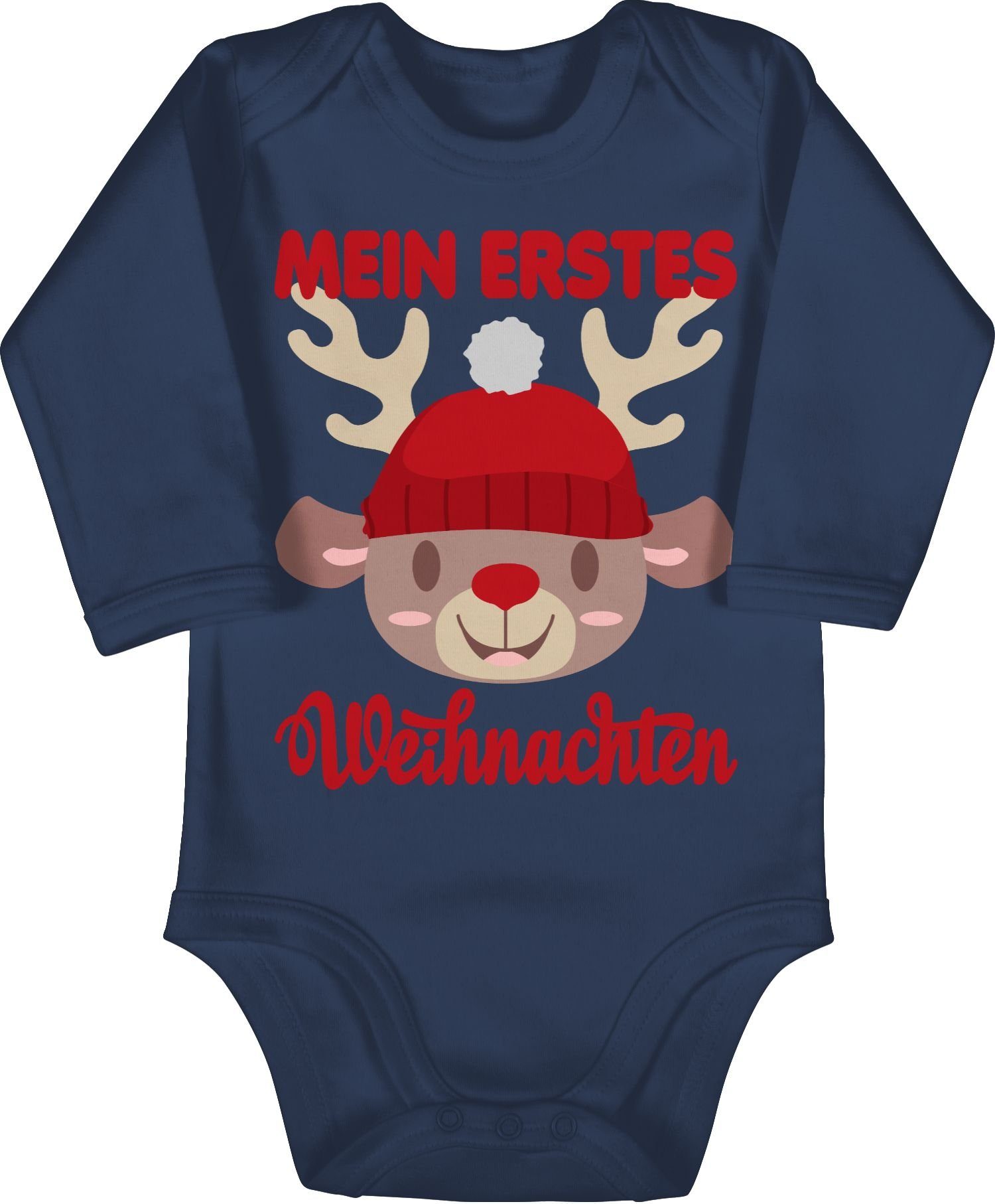 Shirtracer Shirtbody Mein erstes Weihnachten mit Rentier Weihnachten Kleidung Baby 1 Navy Blau