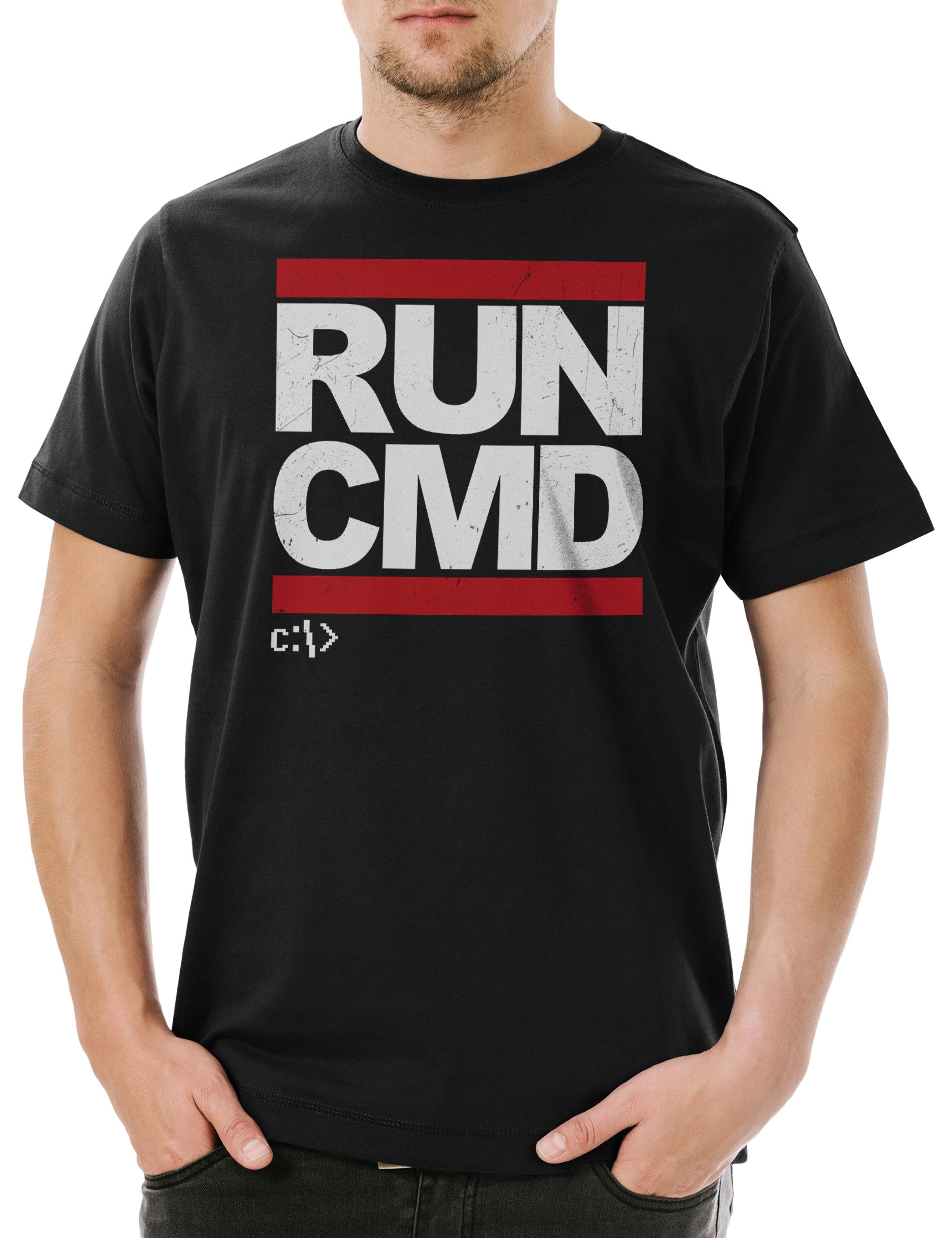 Print-Shirt RUN CMD Herren T-Shirt Hacker Computer Science Programmierer Admin IT