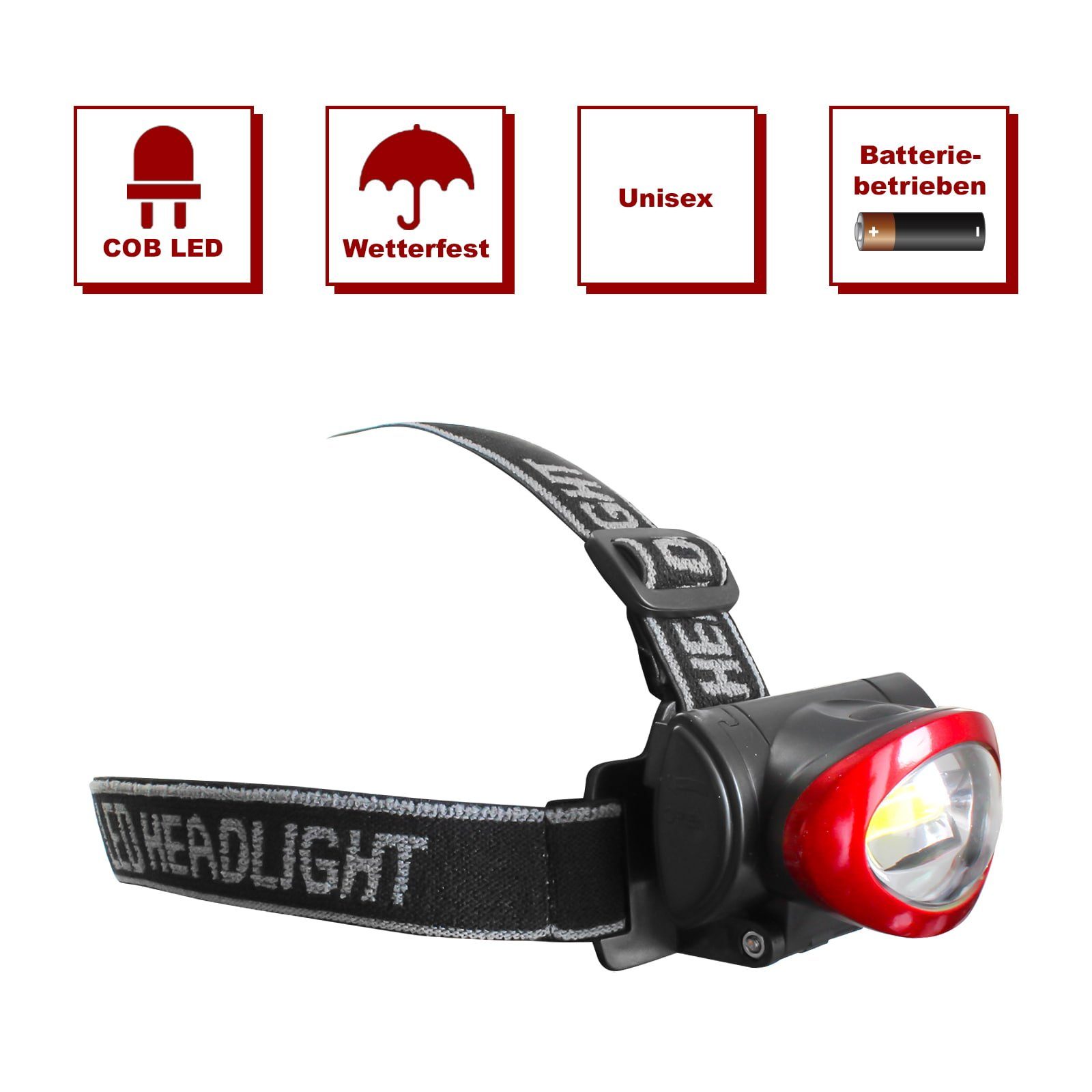 LED Stirnlampe Kopflampe Dimmbar, Neigbar und Größenverstellbar
