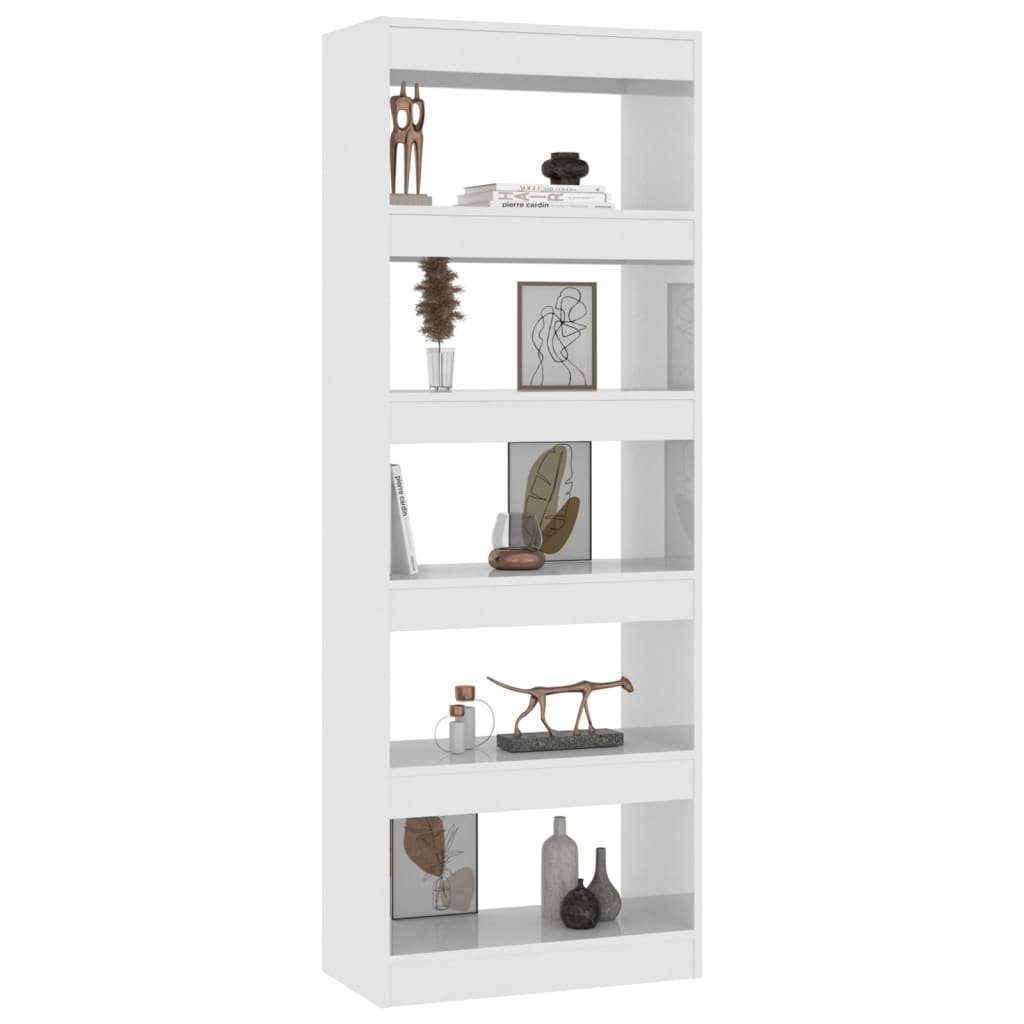 Bücherregal Bücherregal/Raumteiler Holzwerkstoff 60x30x166cm furnicato Hochglanz-Weiß