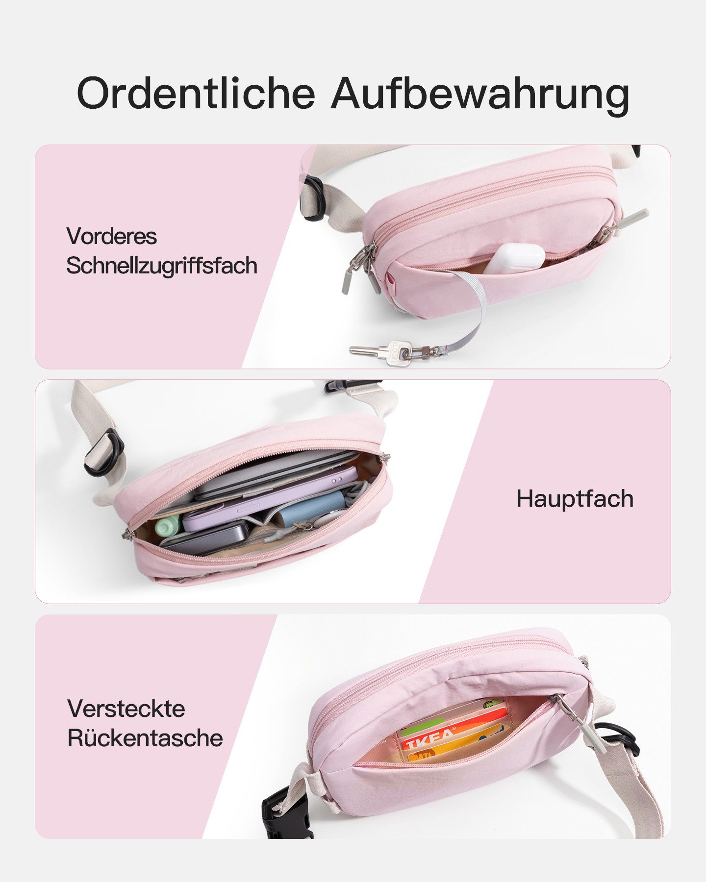 Inateck Gürteltasche Sling Bag, 1,5 Liter Bauchtasche Gürteltasche Brusttasche, für Reise, Sport, Wandern