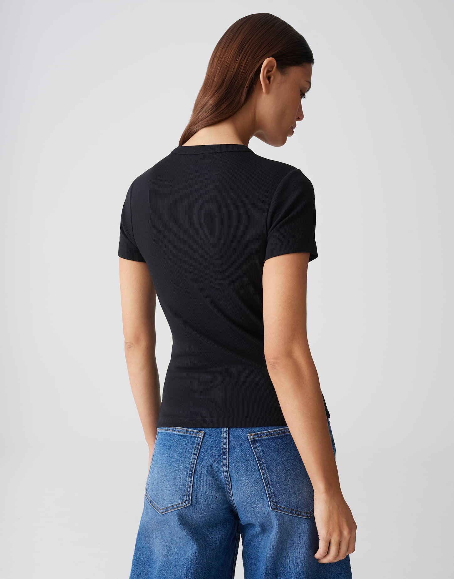 OPUS T-Shirt Feines Rippshirt SAMUNA Slim aus BCI Cotton Mix