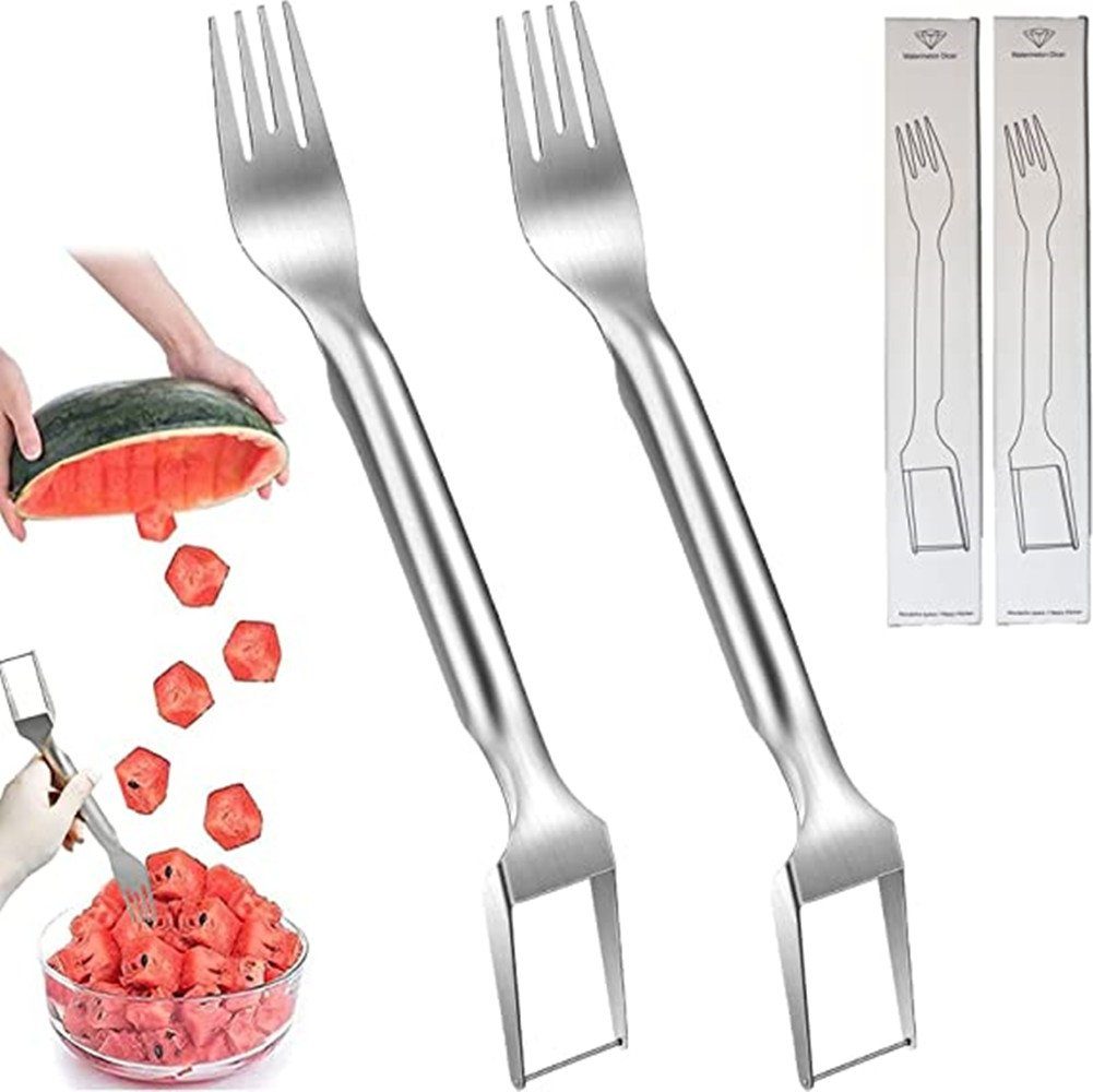 XDeer Obstschneider 2 Stücke Melonenschneider Wassermelonen Schneider, 2-In-1, (2-tlg), Wassermelonen Gabelschneider, Watermelon Cutter, Melonenschneider