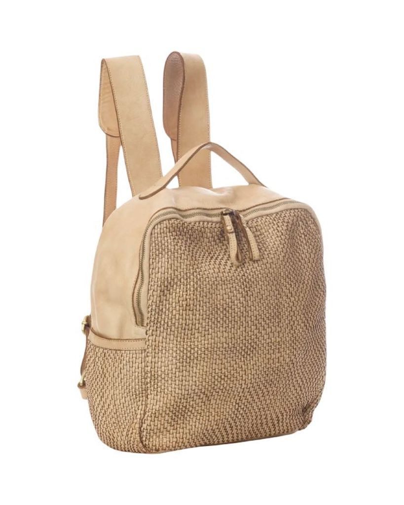 BZNA Rucksack Rob Backpacker Designer Lederrucksack geflochten