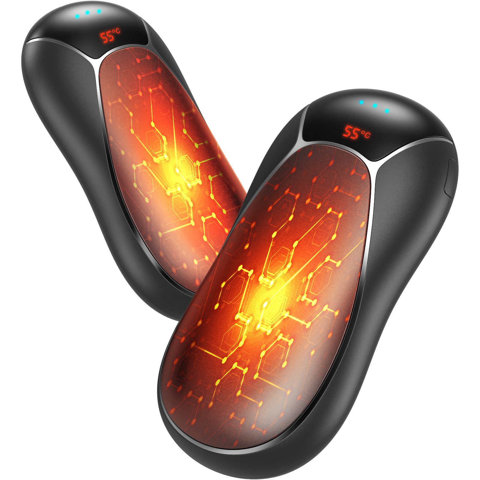 skelo Handwärmer Elektrischer Handwärmer 2er Set 6000mAh USB-C Wiederaufladbar, 2-tlg., USB Handwärmer Wiederverwendbar mit Magnet 3 Stufen, 3000mAh × 2