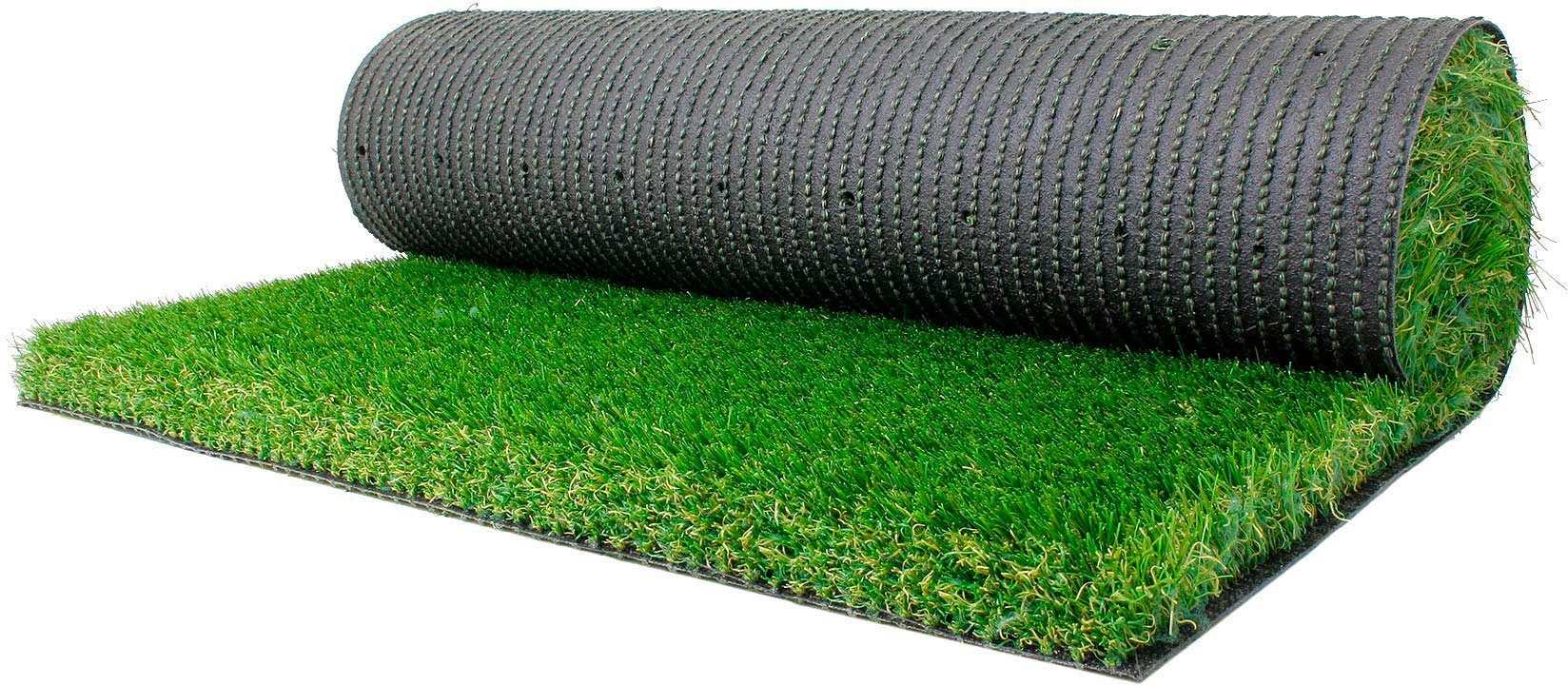 my home Kunstrasen Rasenteppich MERAN, Made in Netherlands, rechteckig, Höhe: 40 mm, natürliche Optik, wasserdurchlässig, für Balkon, Terrasse & Garten
