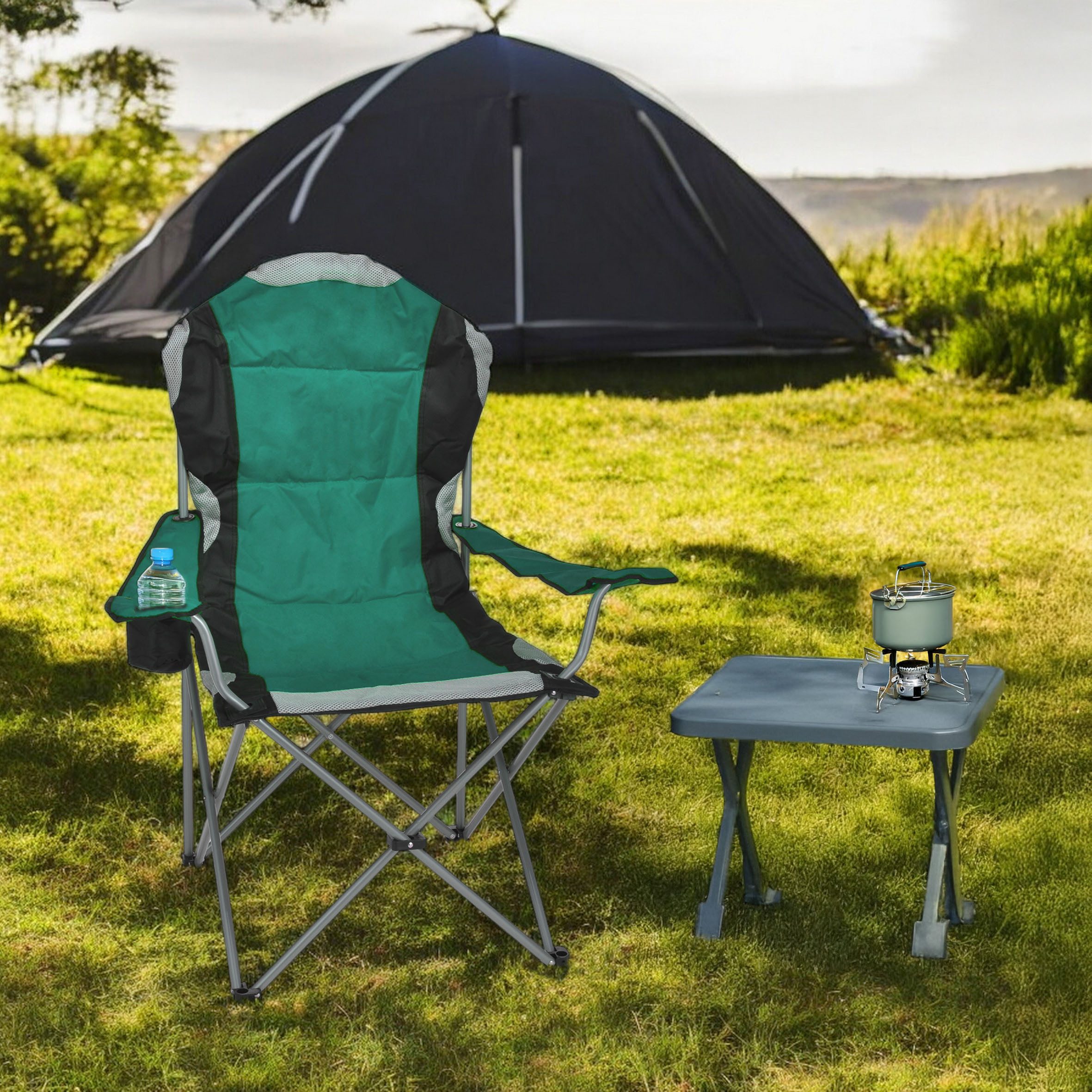 Spetebo Regiestuhl Regie Klappstuhl DELUXE mit Getränkehalter - grün