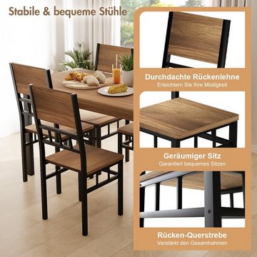 MULISOFT Essgruppe, (Set, 5-tlg., für 4 Personen), 120cm x 70cm Sitzgruppe Esstisch mit 4 Esszimmerstühlen