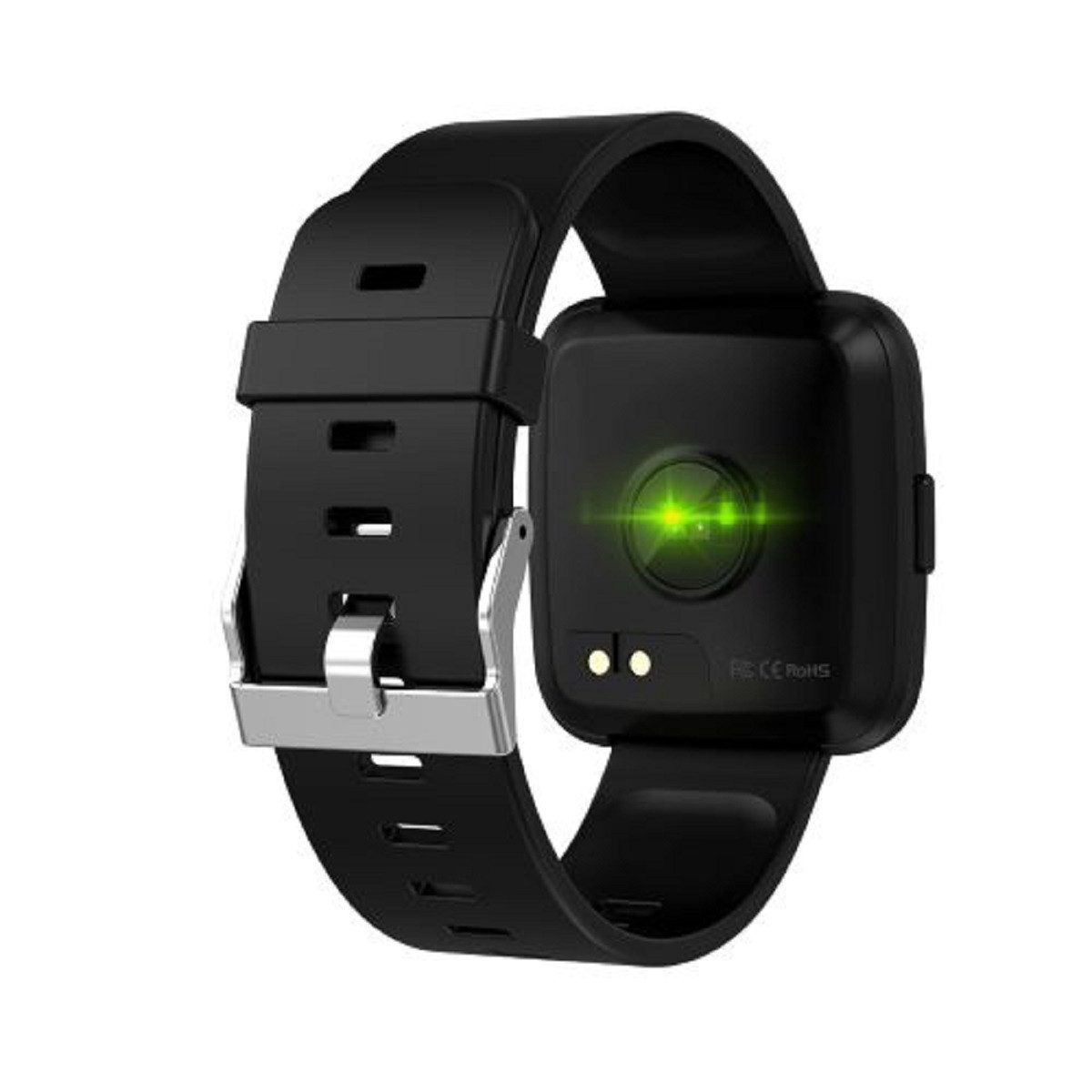 novasmart Fitness-Tracker runR III Smartwatch FitnessTracker HD-Bildschirm Sportuhr Android, iOS, mit schwarzem Silikon-Armband
