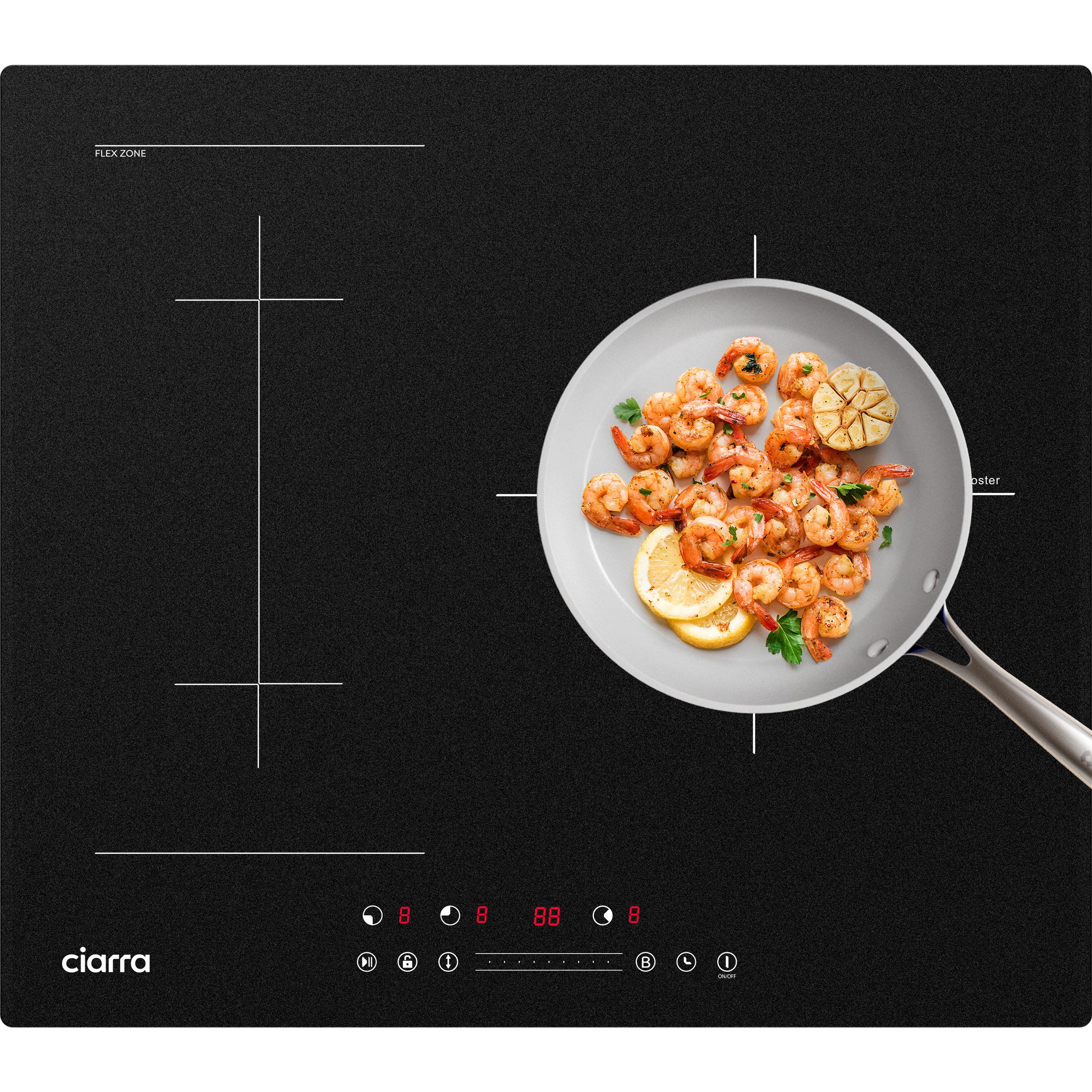 CIARRA Flex-Induktions-Kochfeld VMIH3BF, 60cm Einbau-Kochfelder 3-Zonen Induktionskochfeld BOOST