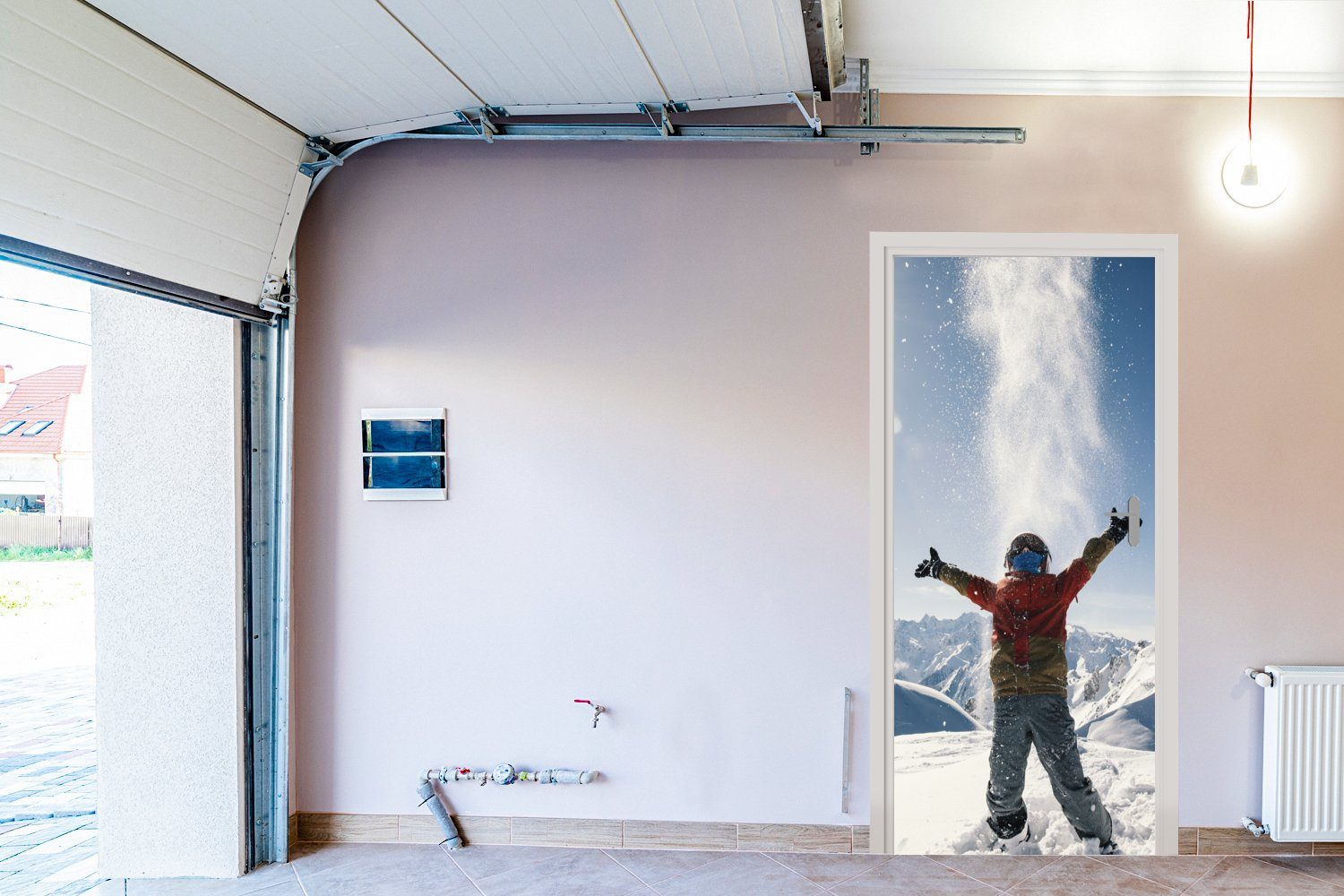 in bedruckt, Schweiz, der St), 75x205 Türtapete Schnee MuchoWow Fototapete Matt, Tür, cm Türaufkleber, mit (1 Kind für