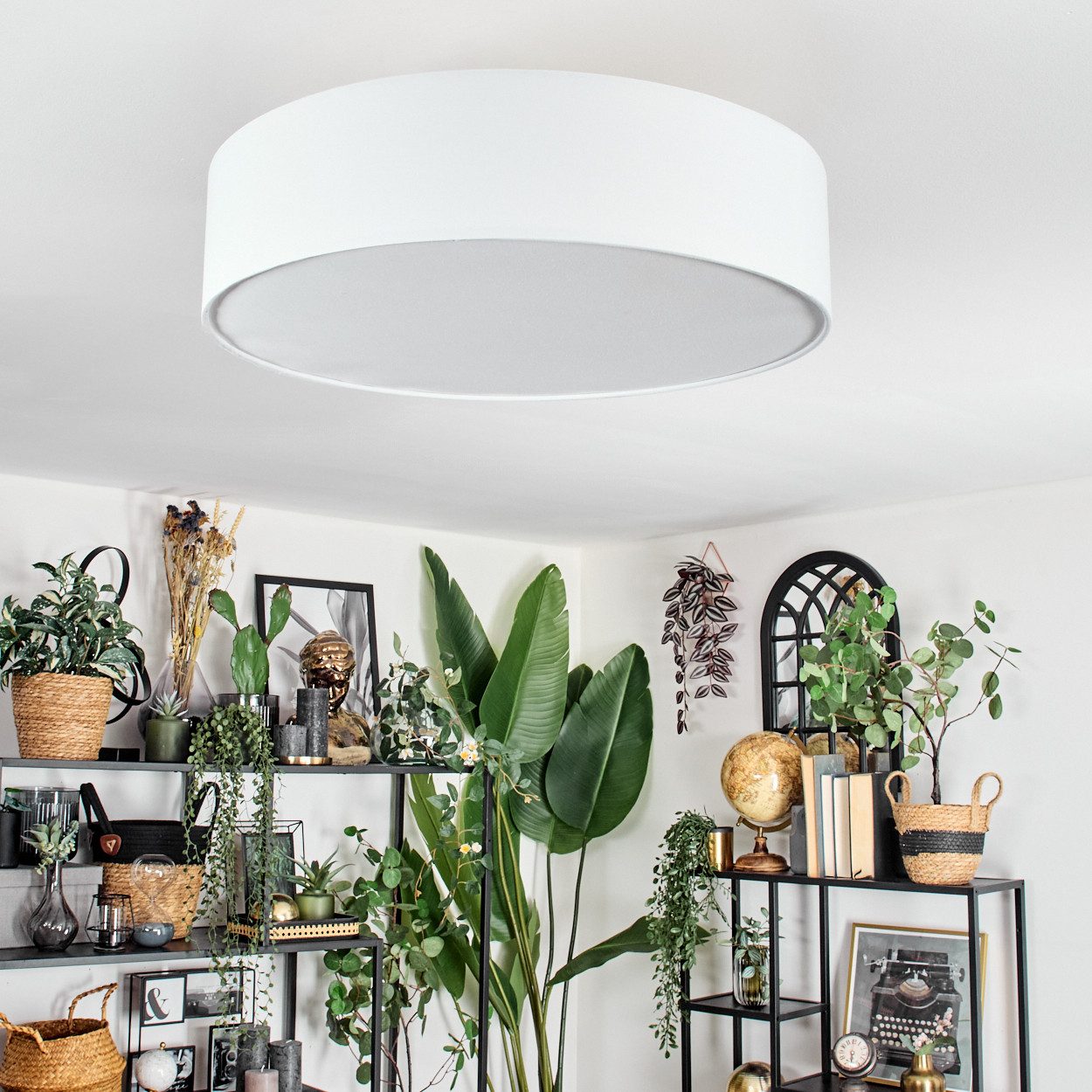 hofstein Deckenleuchte Deckenlampe aus Metall/Stoff/Kunststoff in günstig online kaufen