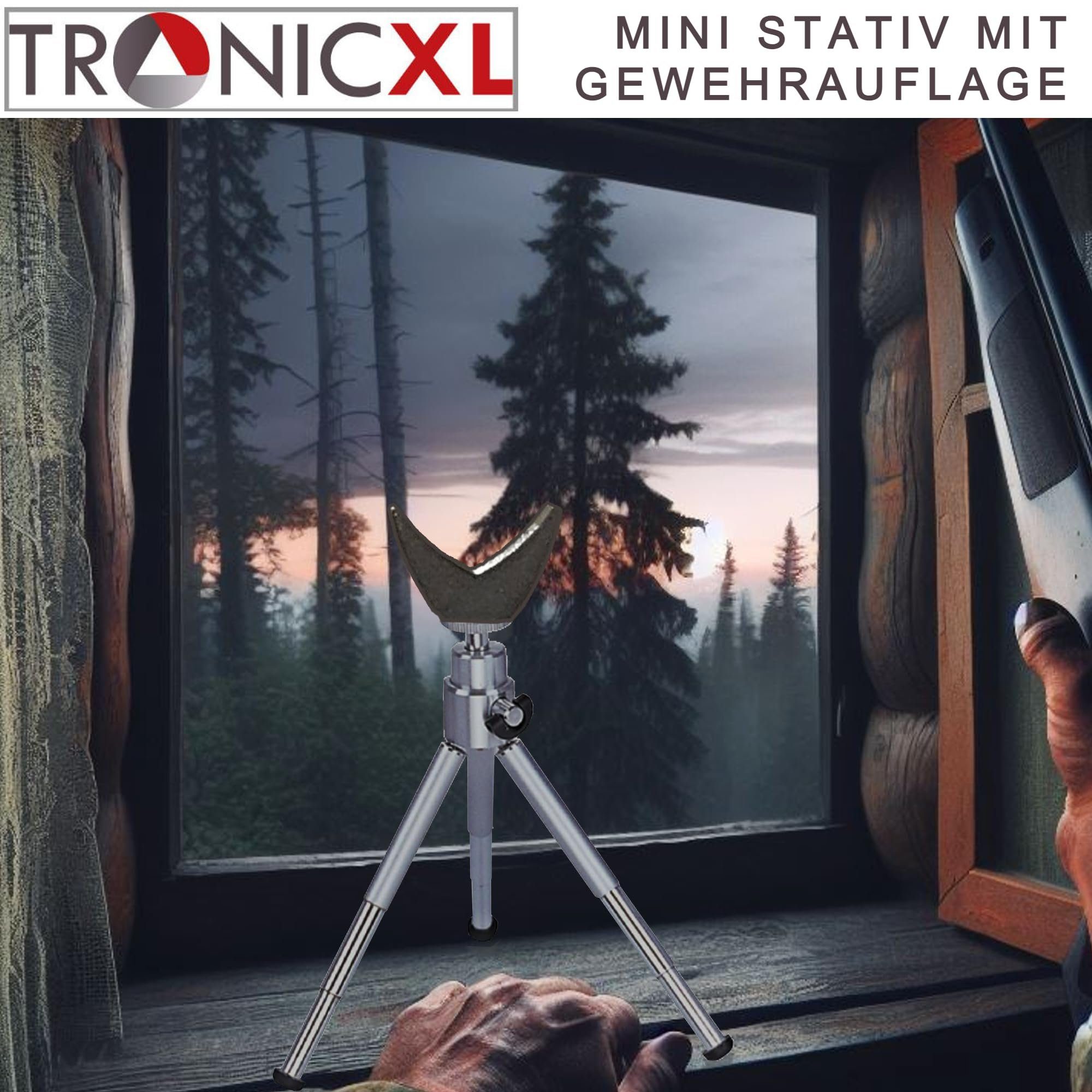 TronicXL Stativ + Auflage für Gewehr Gewehrauflage Jäger Sportschützen Zubehör Ministativ (neigbar, zusammenfaltbar)