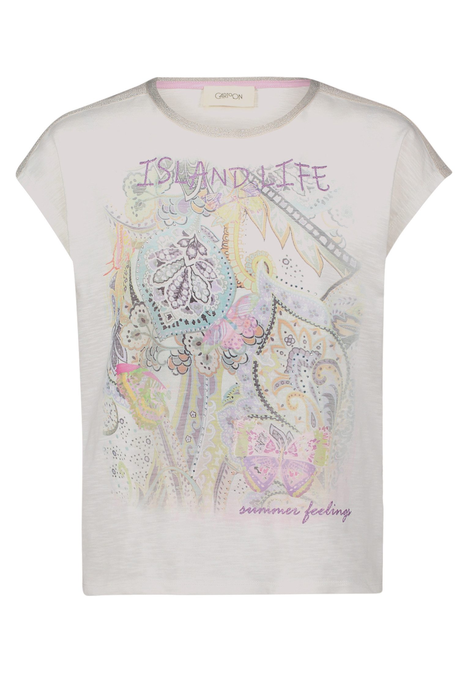 Cartoon Kurzarmshirt Cartoon Rundhals-Shirt mit Placement günstig online kaufen