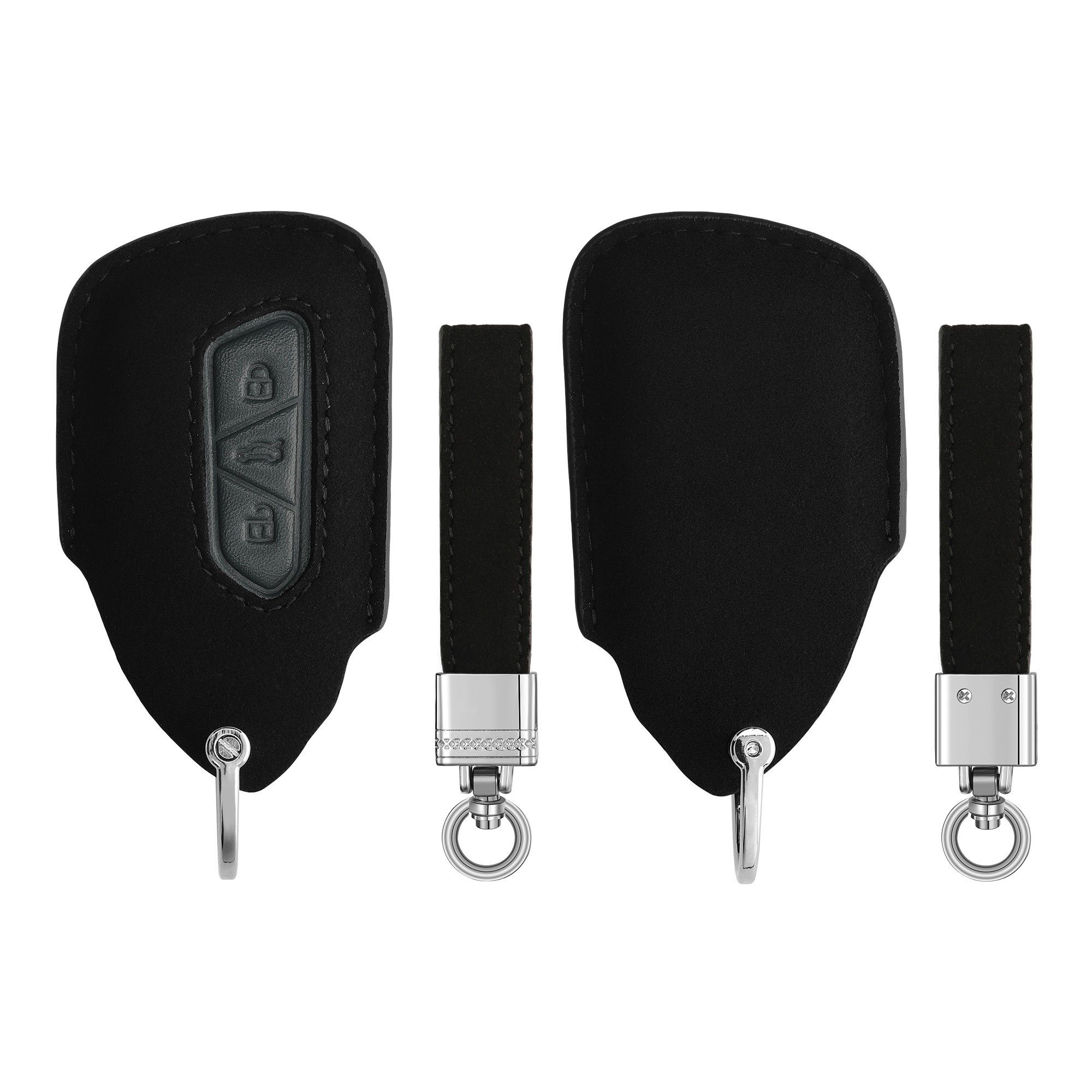 kwmobile Schlüsseltasche Case Schlüssel Golf in Schwarz 8, Hülle Kunstleder VW Autoschlüssel Cover Grau für Schlüsselhülle 