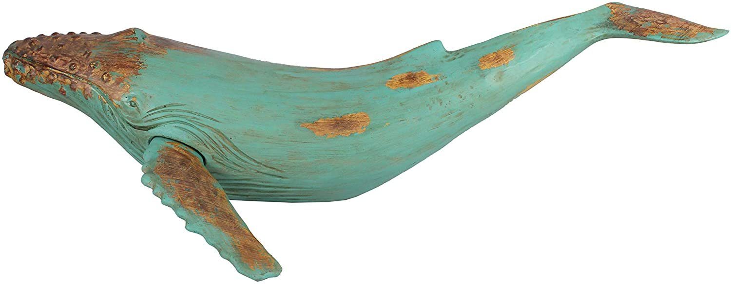 MichaelNoll Dekofigur Wal Walfisch Dekofigur Polyresin Holz-Optik - 87,5 x 52 x 22,8 cm