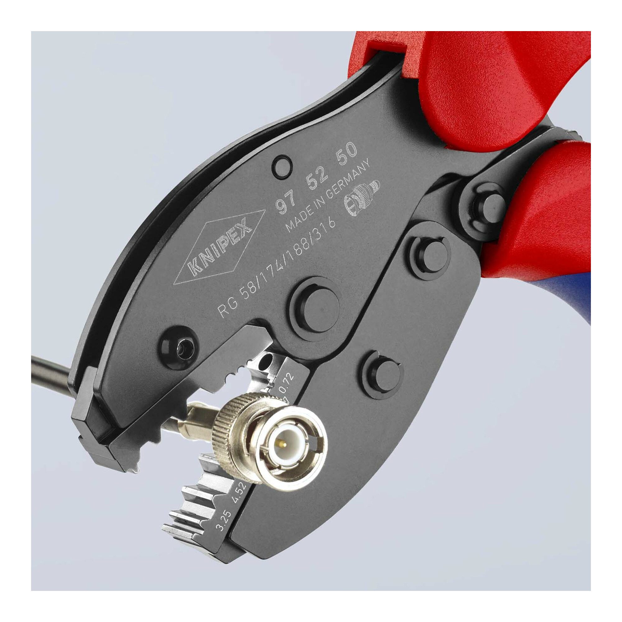 Knipex Crimpzange KNIPEX 97 52 50 PreciForce® Crimpzange mit Mehrkomponenten-Hüllen brün