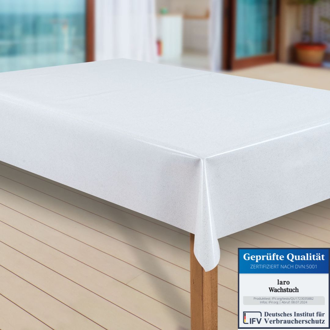 laro Tischdecke Wachstuch-Tischdecken Abwaschbar Elligent Glitter Weiss rec günstig online kaufen