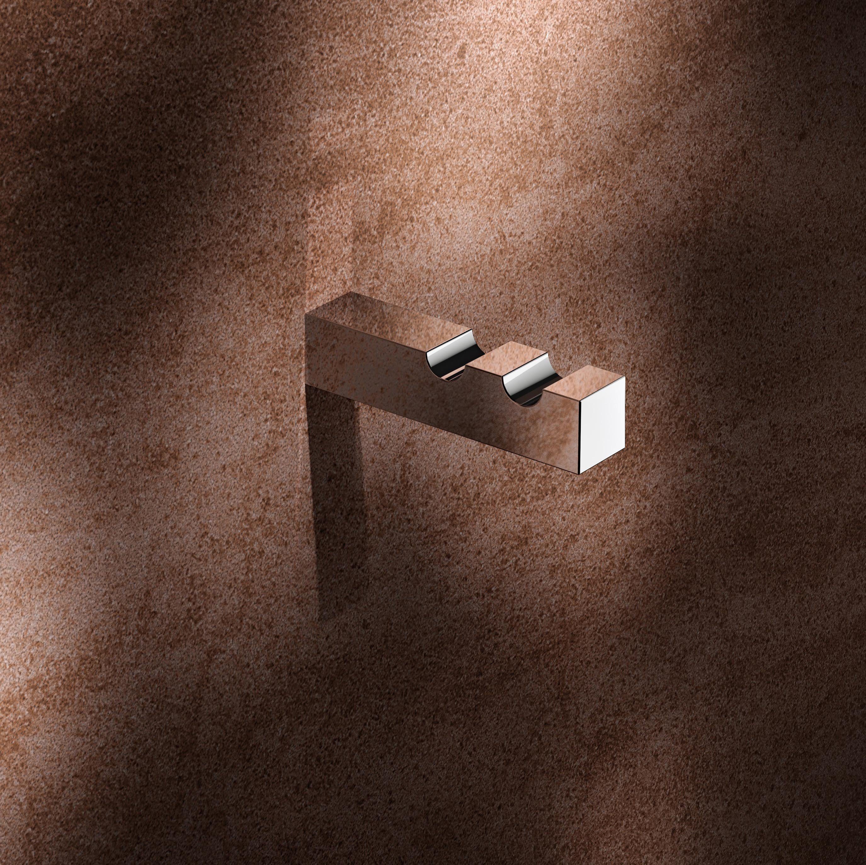 Keuco Handtuchhaken Edition 90 Square, doppelt aus Metall, hochglanz-verchromt, für Badezimmer, Wandhaken