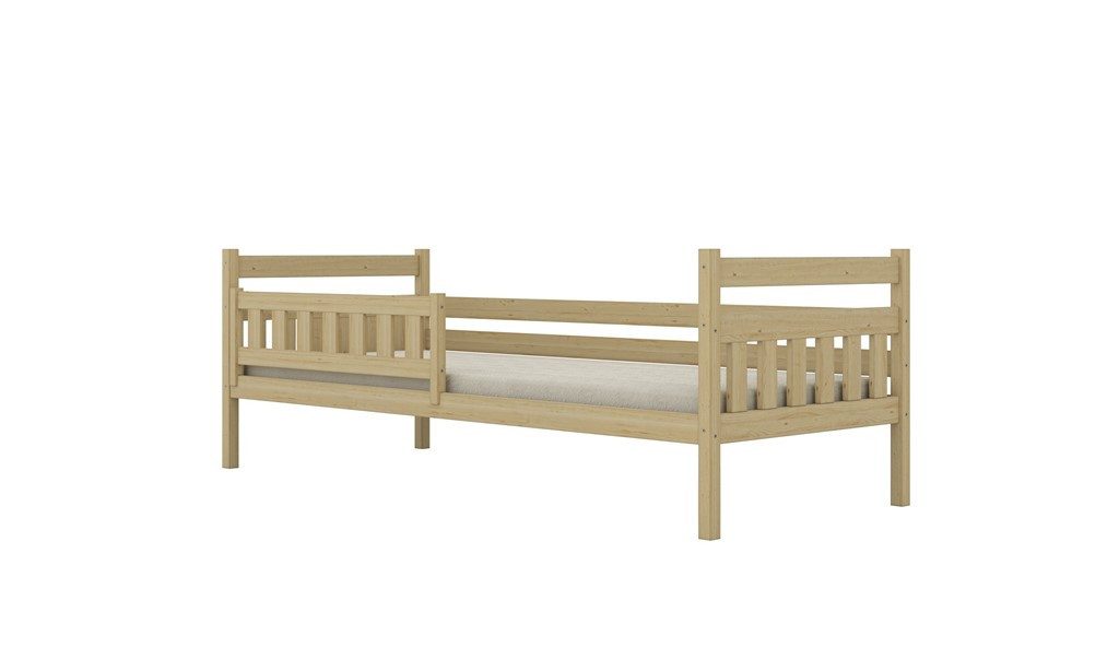Raumhirsch Furniture Kinderbett Jugendbett, Einzelbett, Bettgestell, Funktionsbett (Maße: 209 x 97 x 82 cm (Rausfallschutz, Matratze), viele Farbvarianten), 200 x 90 cm, massives Kiefernholz, für Kinder und Jugendliche