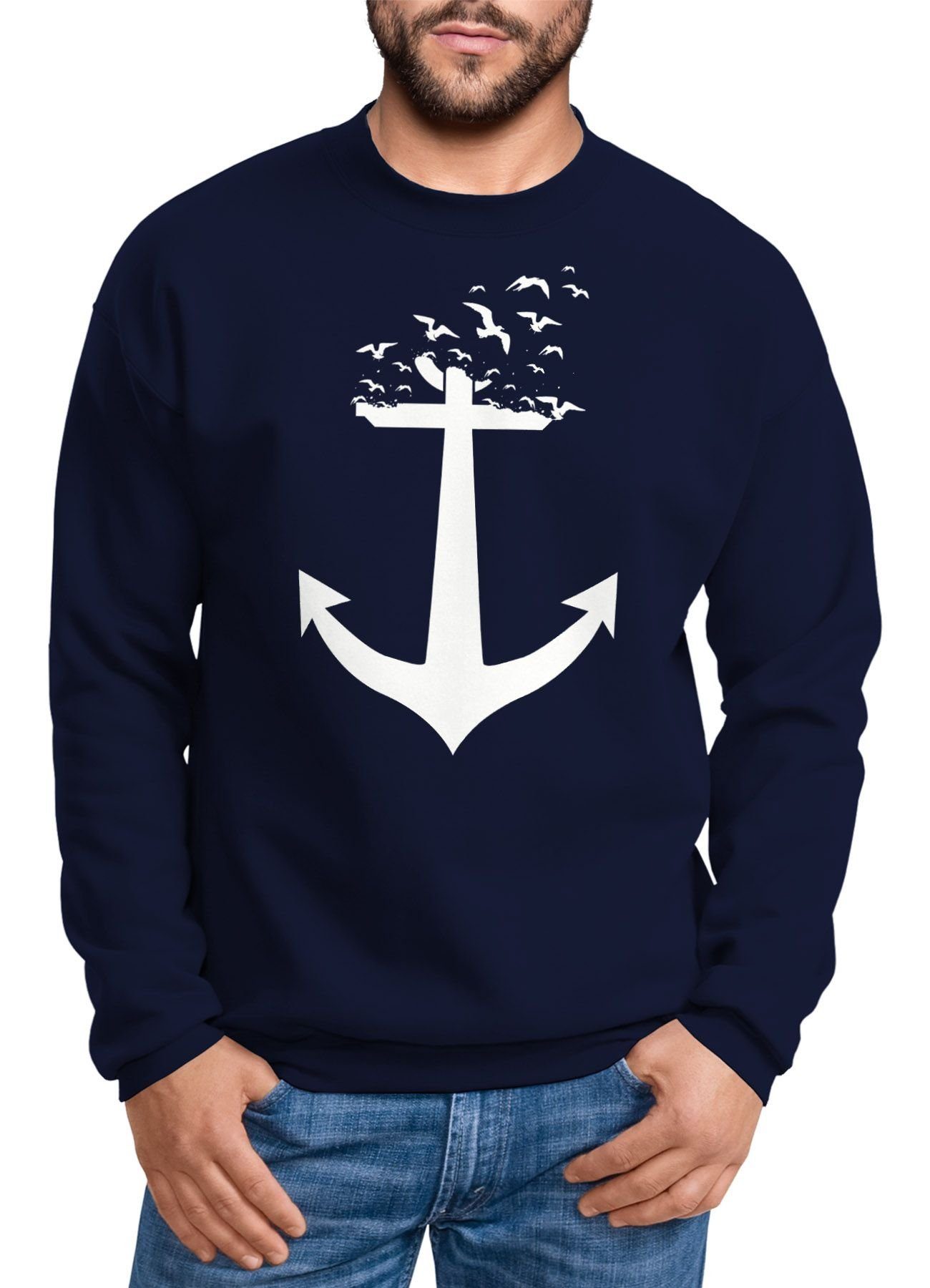 MoonWorks Hoodie Ausgefallenes Sweatshirt Herren Anker Vögel Birds II günstig online kaufen
