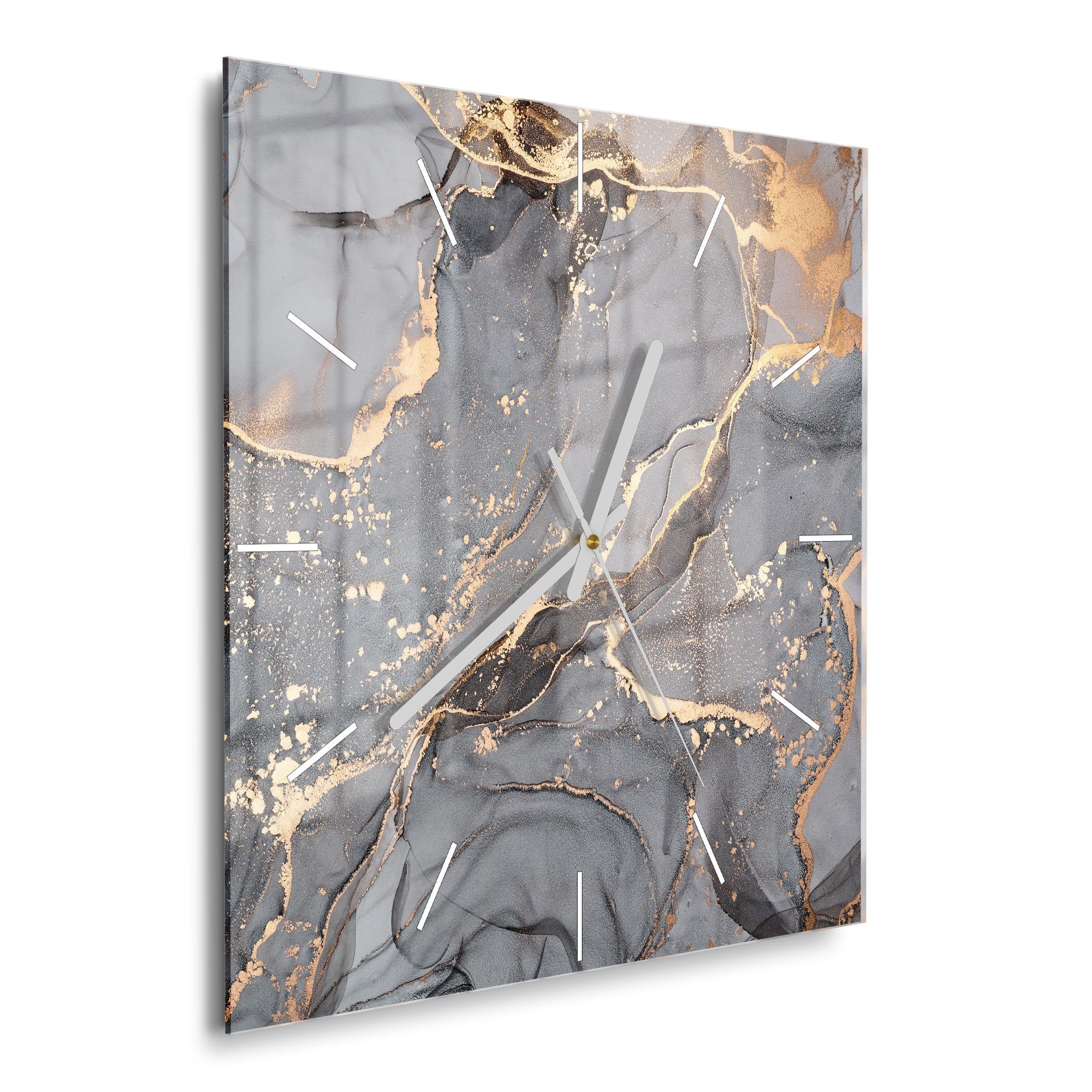 DEQORI Wanduhr 'Elegantes Marmormuster' (Glas Glasuhr günstig online kaufen