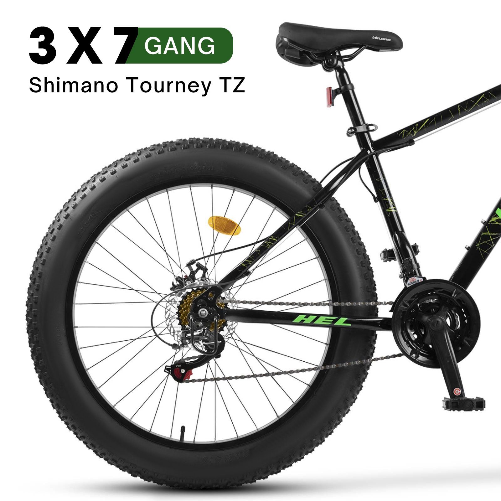 Velors Fatbike 26 Zoll Mountainbike 4,0 Fatbike MTB für Herren Damen, Jungen, 21 Gang Shimano Tourney Schaltwerk, Kettenschaltung, (hochwertiger Rahmen, mechanische Scheibenbremse), Fat Bike Mountainbike