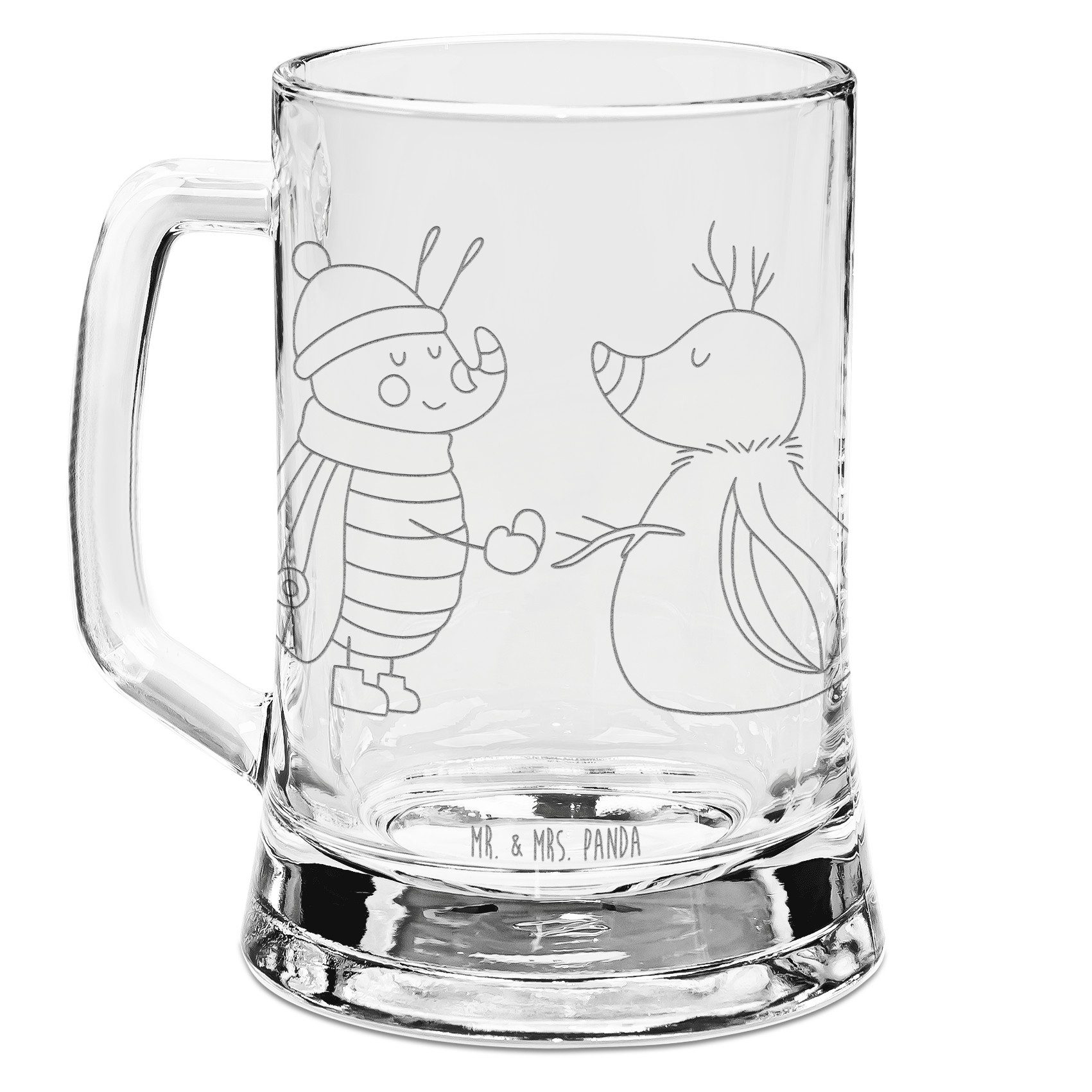 Mr. & Mrs. Panda Bierkrug Nachtfalter Schneemann, Gravur Bierkrug, Transparent, Weihnachtsdeko, Premium Glas, Bierkrug Für Vatertag Mit Gravur Haustierfoto Gravur Krug Glaskrug
