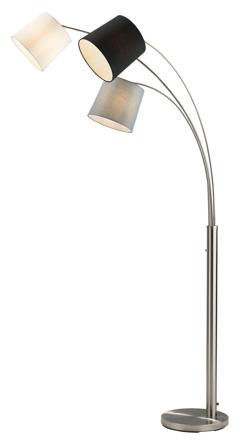 casa NOVA Bogenlampe CELIA, 3-flammig, H 192 cm, Metall, Stoffschirme, ohne Leuchtmittel