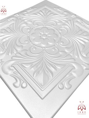 IKHEMalarka 3D Wandpaneel Polystyrol Deckenpaneele 2mm stark Dekoren, BxL: 50,00x50,00 cm, 0,25 qm, (Platten XPS, Polystyrol Paneele) 2m² = 8 Stück