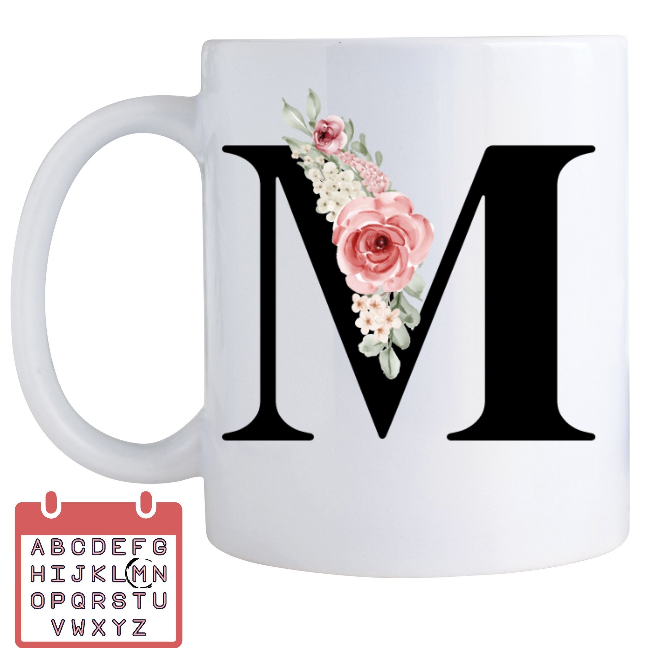 Giftandprint Tasse personalisiert mit Anfangsbuchstabe Monogramm Geburtstag Geschenk Frau, Geschenke für Frauen, Spülmaschinengeeignet, Mit Geschenkbox