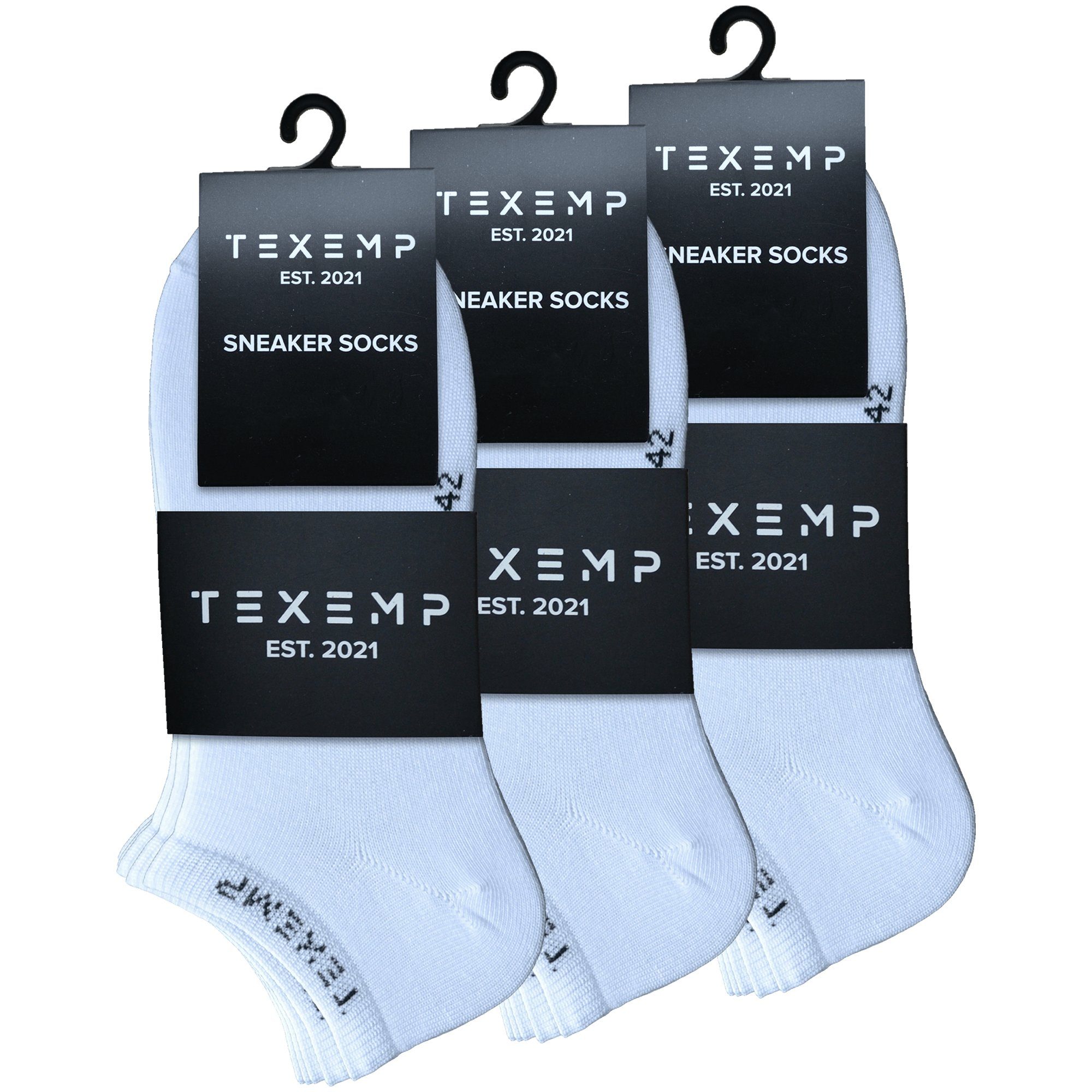 TEXEMP Sneakersocken 15 Paar Snekaer Socken Herren & Damen Baumwolle Sport Freizeit Kurz (Packung, 15-Paar) Langlebig & Robust Weiß