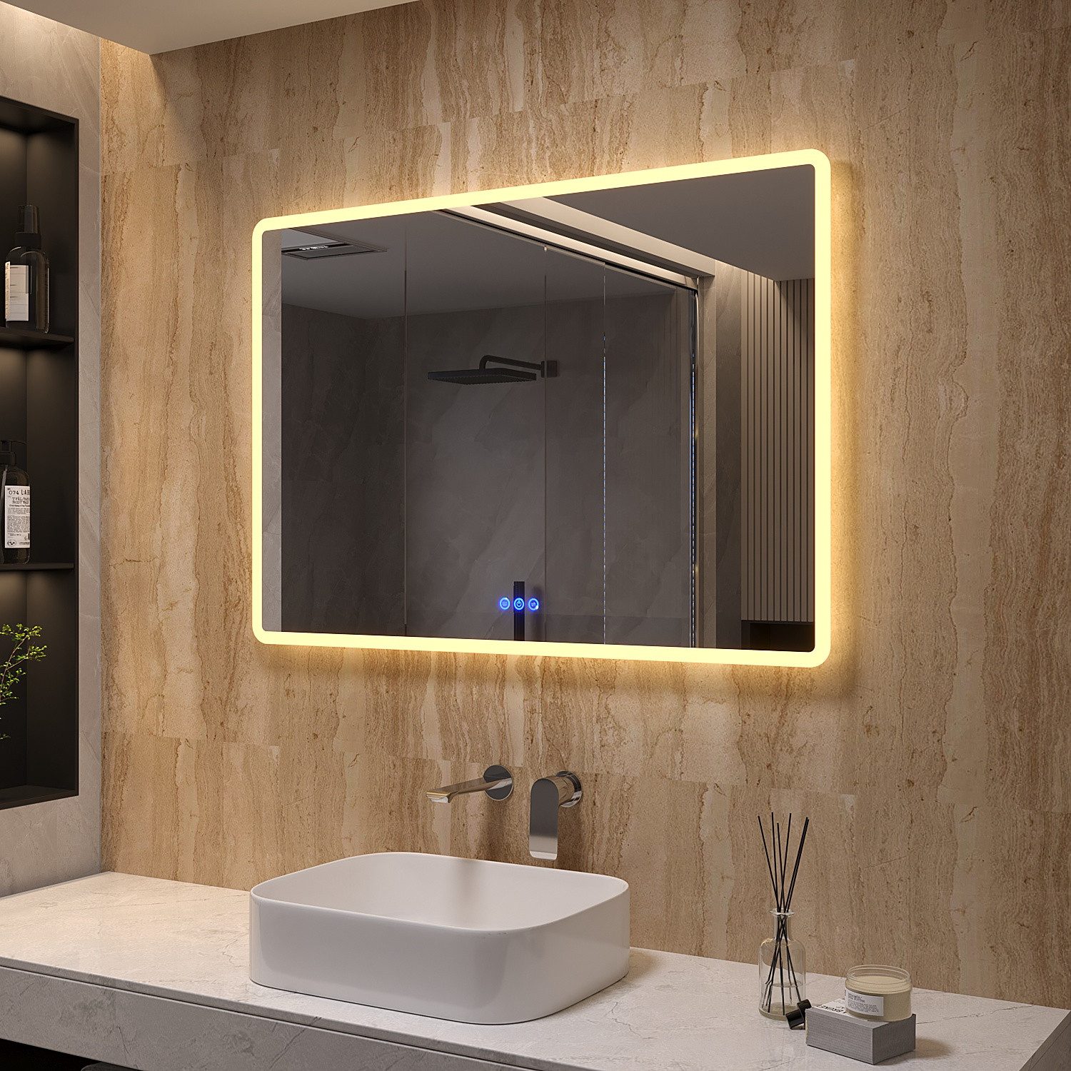 AQUABATOS LED-Lichtspiegel Badezimmer Spiegel Badspiegel Wandspiegel mit Be günstig online kaufen