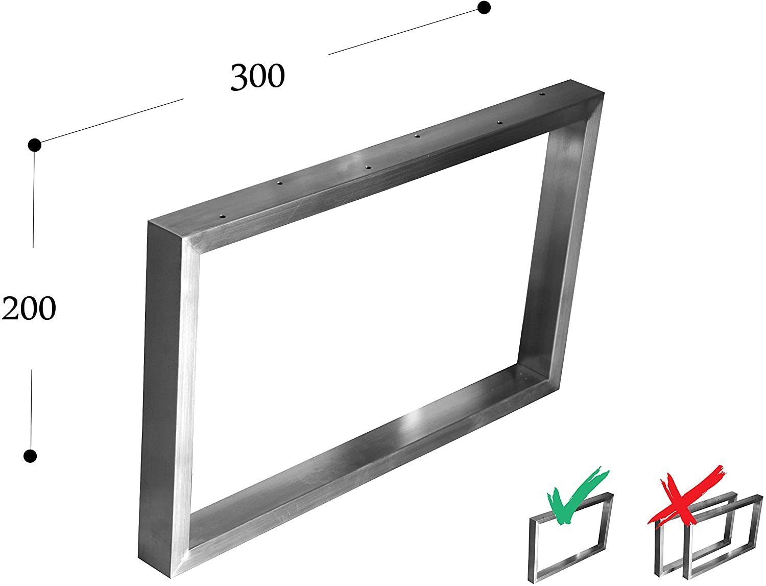 CHYRKA Tischgestell Kufengestell Tischgestell Edelstahl 201 40x20 Rahmentisch Tischkufe MT