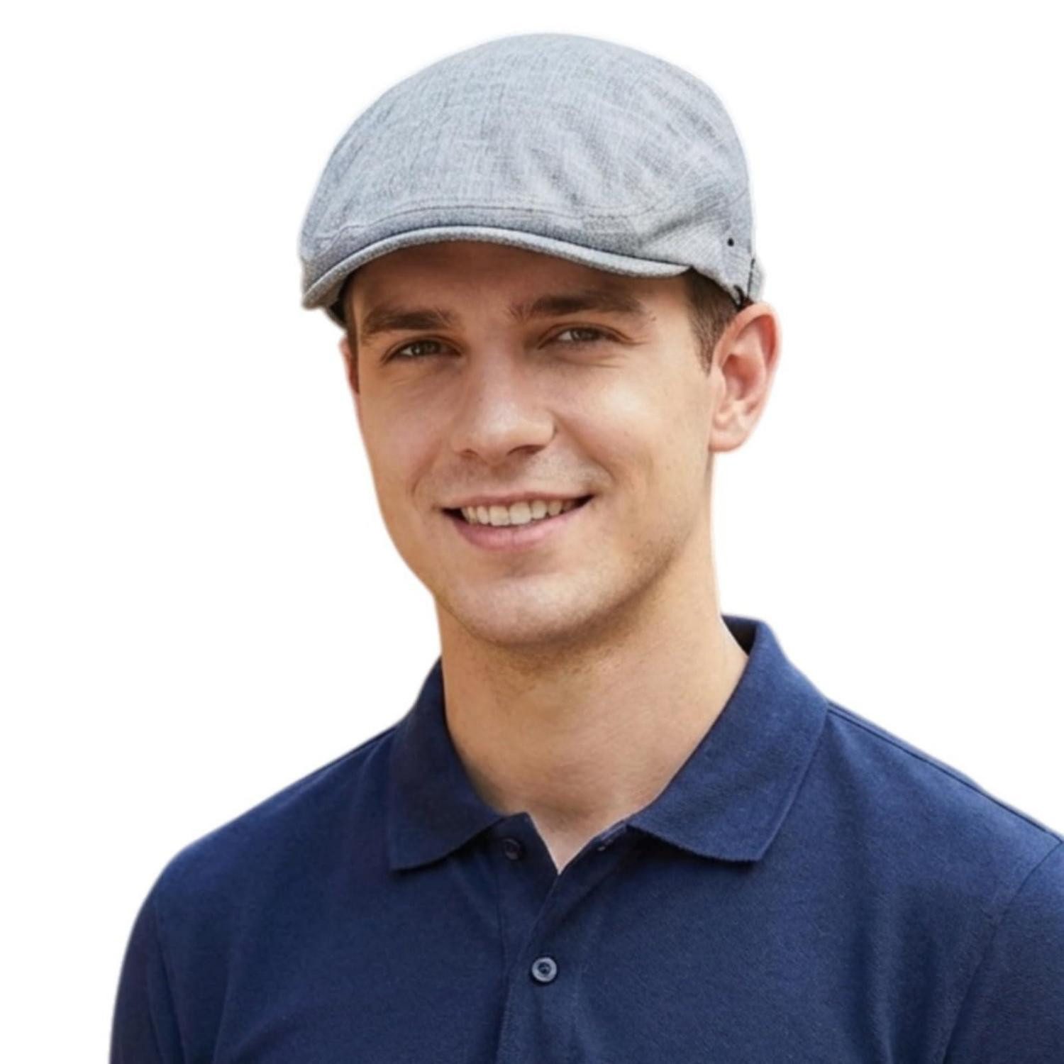 Schiebermütze Schiebermütze Herren Flatcap Atmungsaktiv Einstellbar M-L Hellgrau
