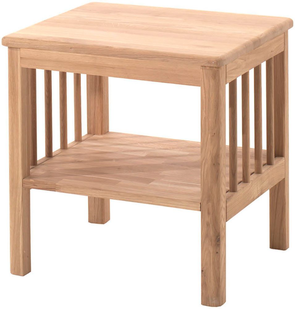 Home affaire Sideboard Nachtkonsole aus massvier Eiche natur geölt, zeitloses Design (B/H/T ca. 120x77x60 cm, mit 1 Fachboden, seitlich Sprossen), mit 1 Fachboden, stabil und standfest gebaut