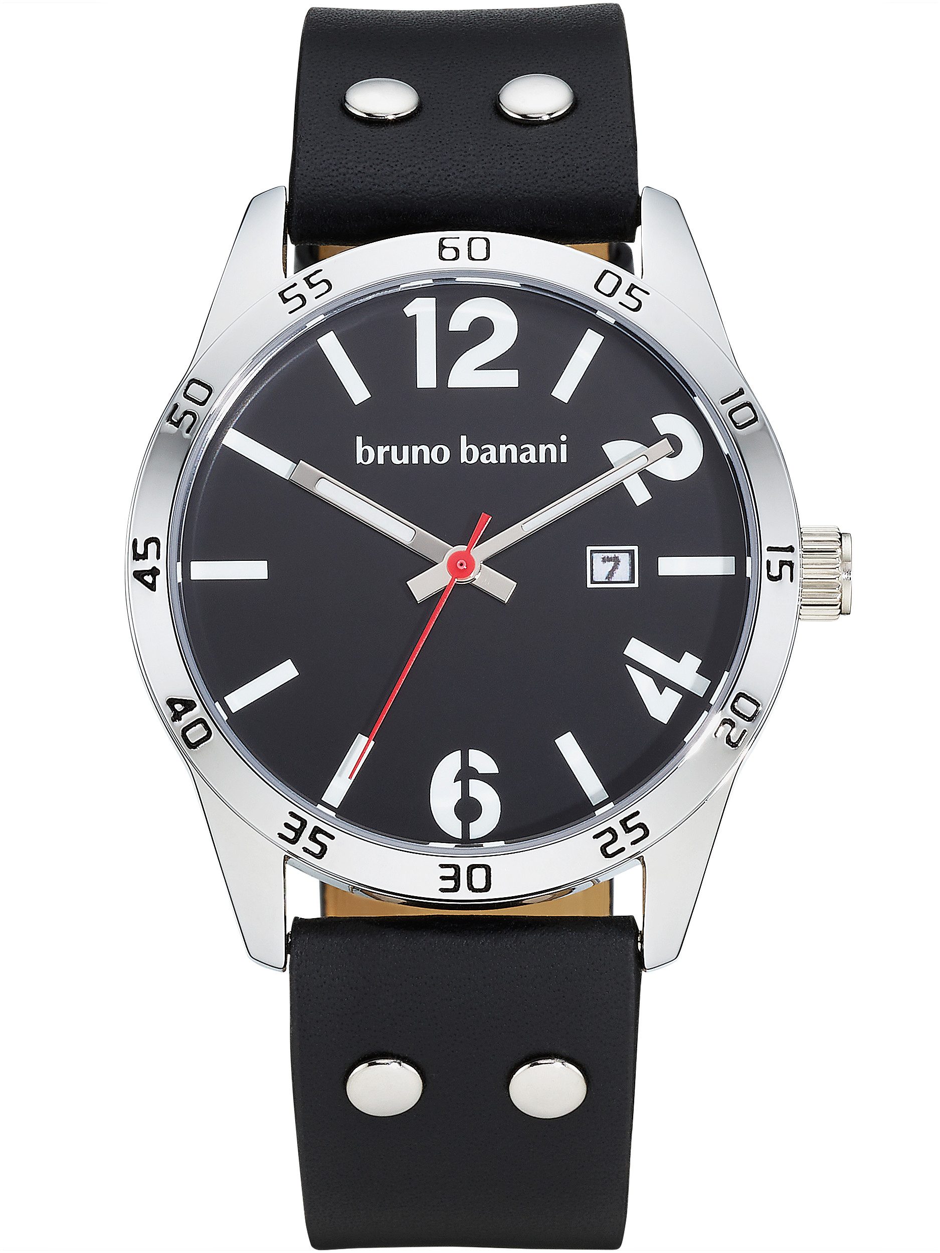 Bruno Banani Quarzuhr Street Rebel BAGA-32563-22L, Armbanduhr, Herrenuhr, Lederarmband, analog, Tag