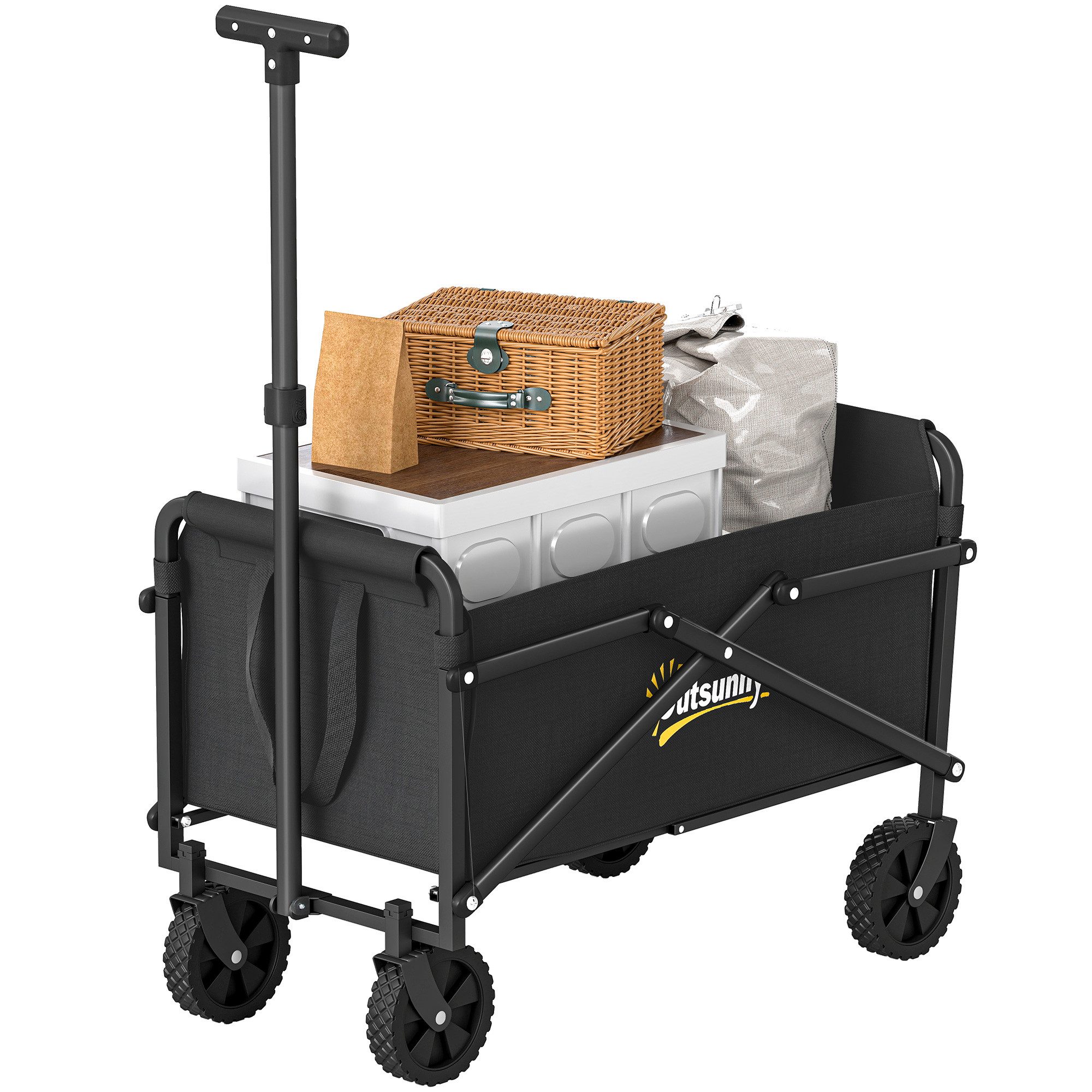 Bollerwagen faltbar Handwagen 360° Gartenwagen, verstellbarer Griff