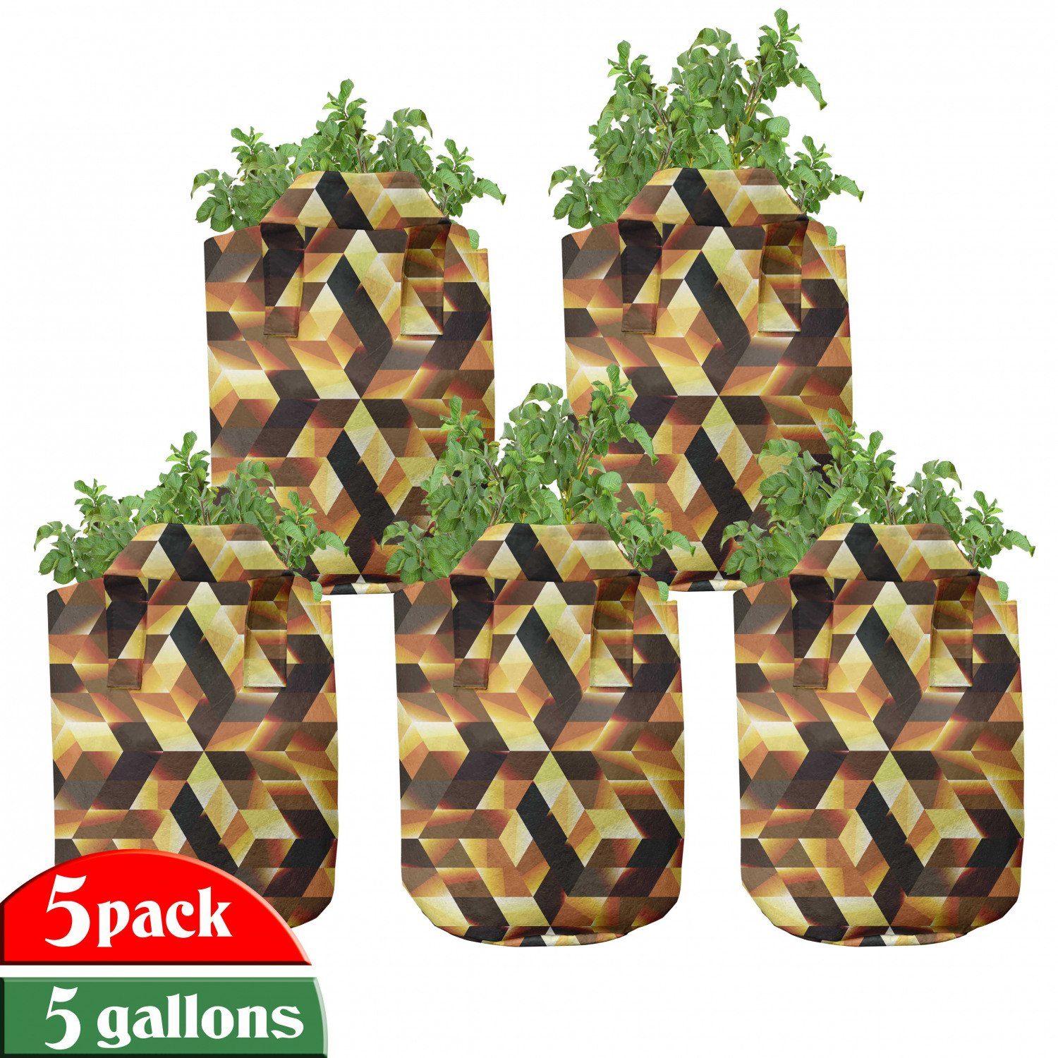 Abakuhaus Pflanzkübel hochleistungsfähig Stofftöpfe mit Griffen für Pflanzen, Abstrakt Grafik-Cubes Blocks