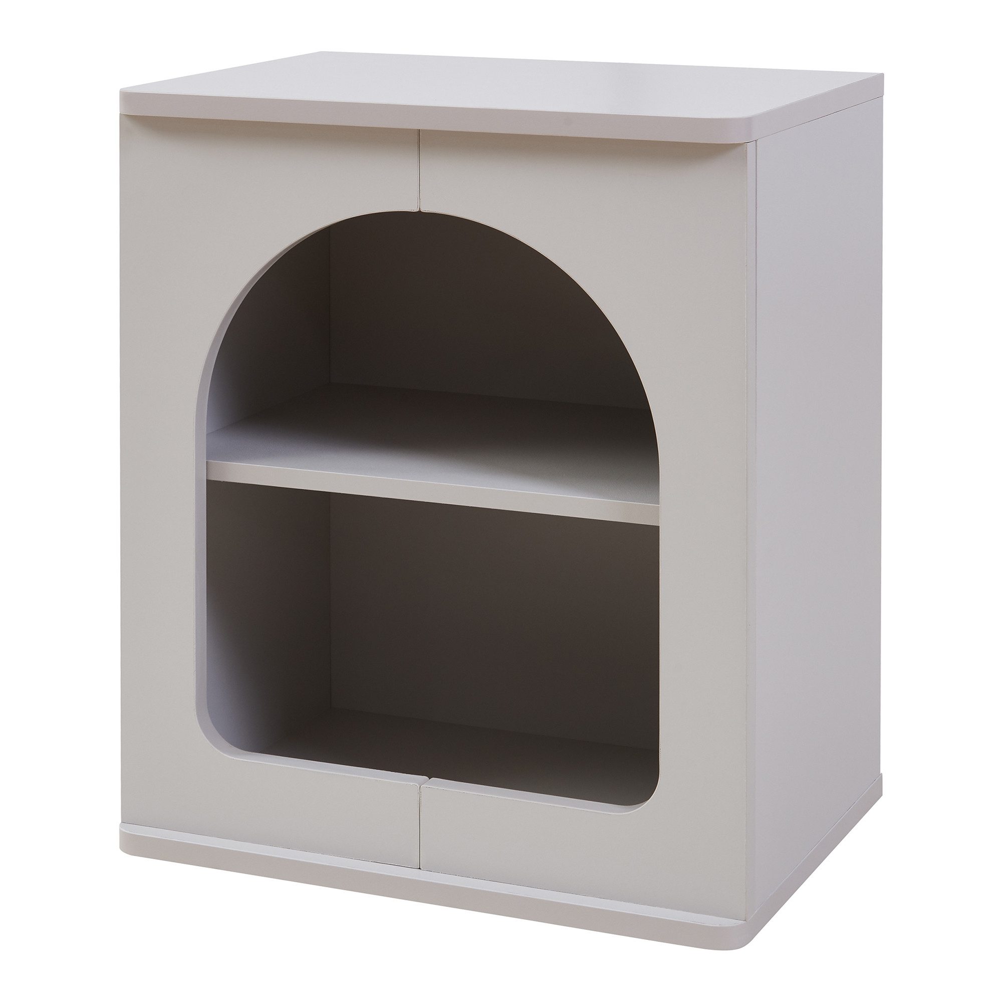 en.casa Nachttisch, »Trorhun« mit 2 offenen Fächern 48x40x30 cm Grau