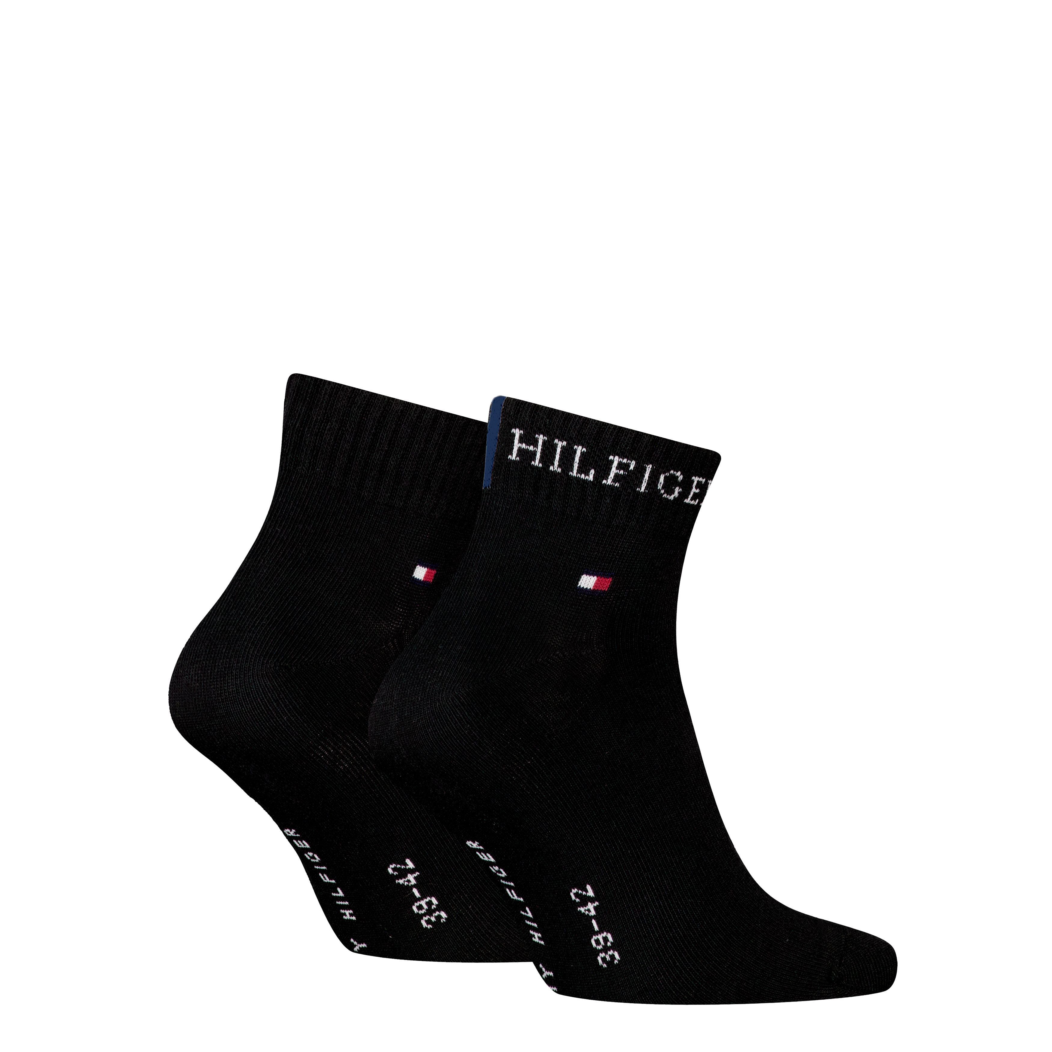 Tommy Hilfiger Kurzsocken TH MEN QUARTER 2P HILFIGER TAB (2 Paar) Logo-Flag und Schriftzug