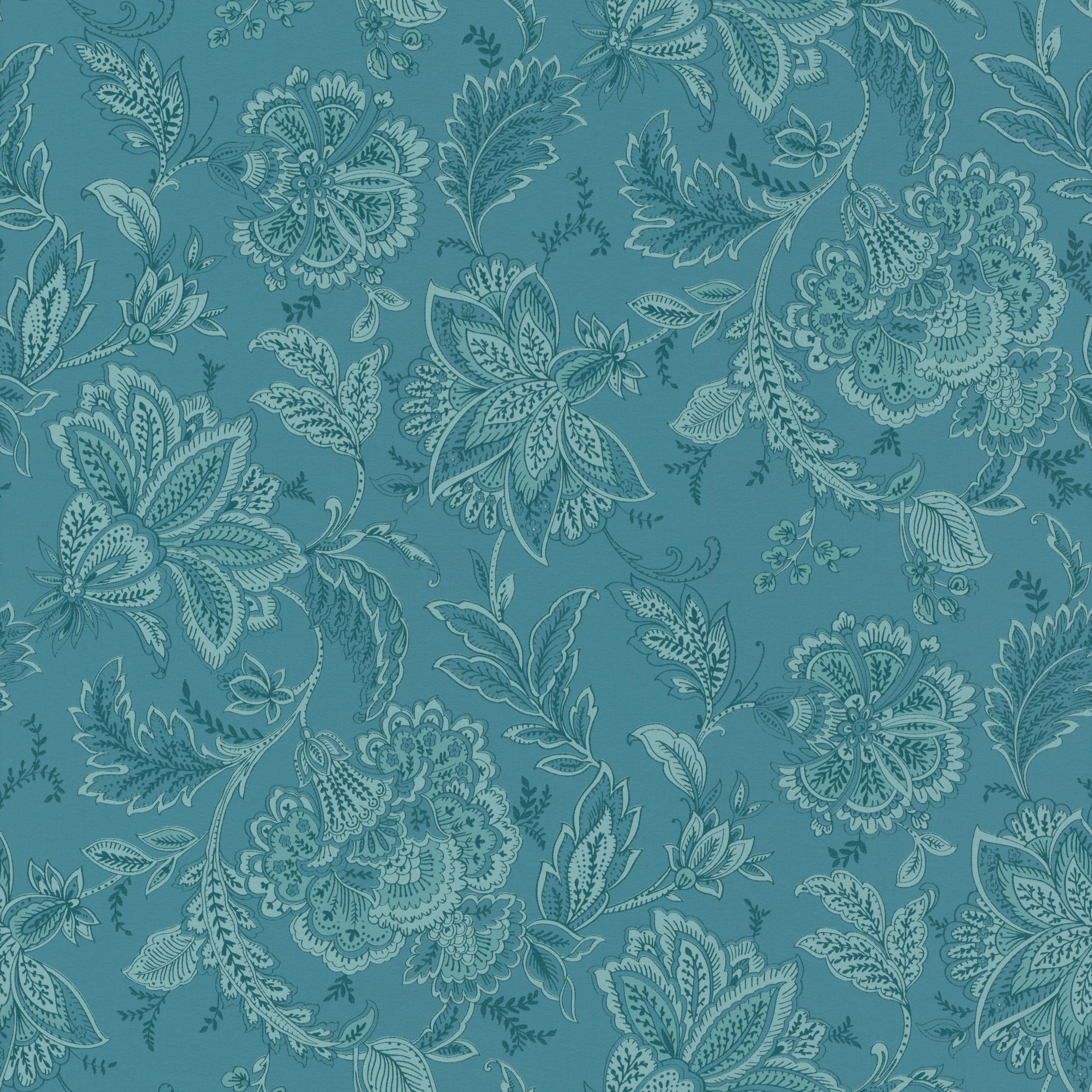 Rasch Vliestapete Sophia, glatt, floral blau/blau