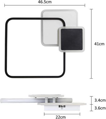 ZMH LED Deckenleuchte Modern Quadrat Design Schwarz Fernbedienung Büro Flur, Dimmer, LED fest integriert