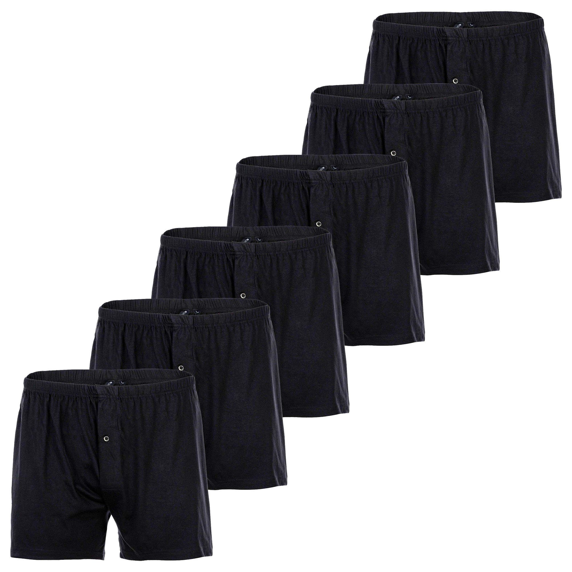 Yourbasics Boxer Herren Jersey-Boxershorts, 6er Pack - Cotton Schwarz